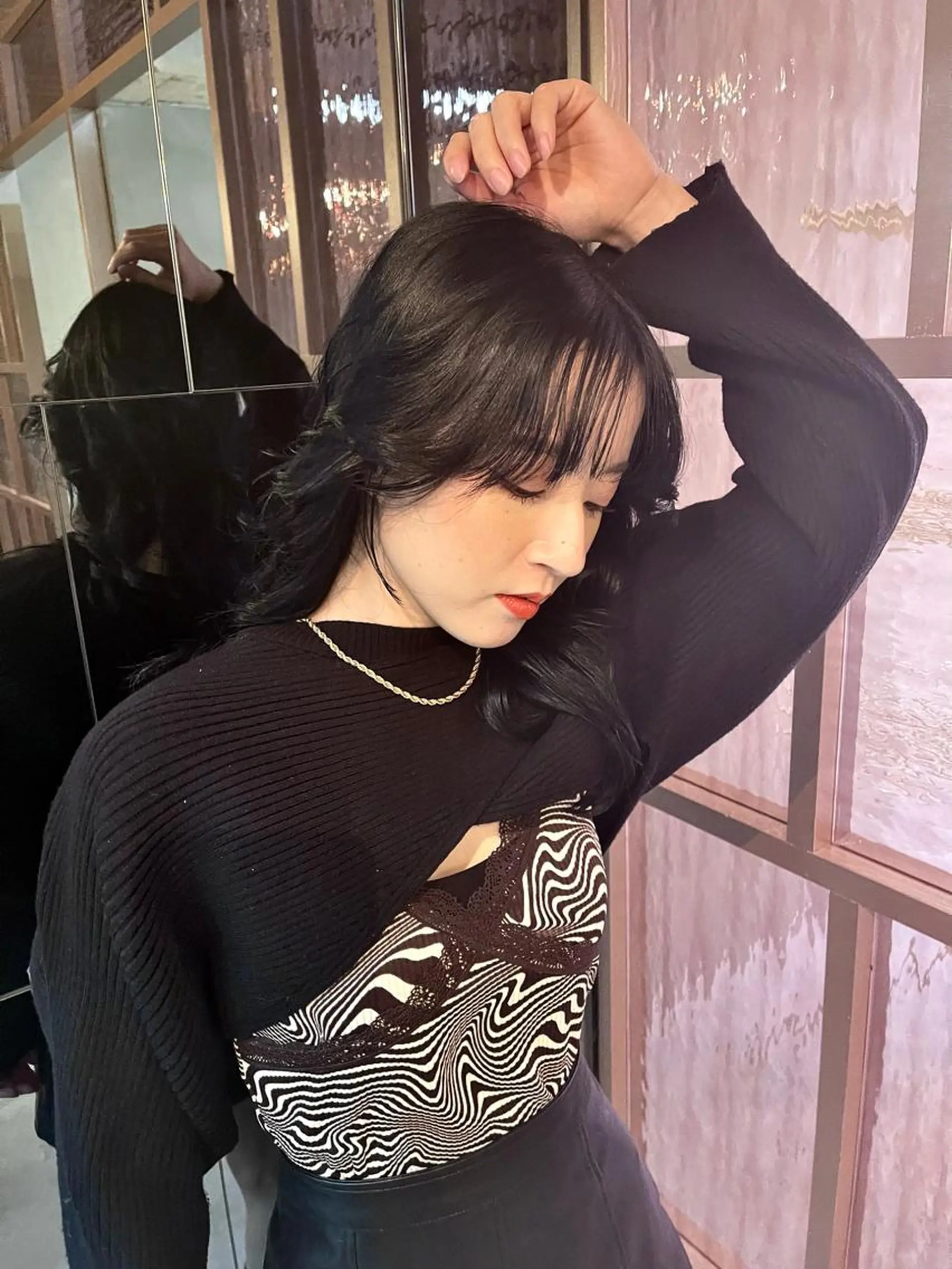 ロング ワンホンヘア カット ヘアカラー 韓国 / 中国ヘア 🦋Noniのヘアスタイル