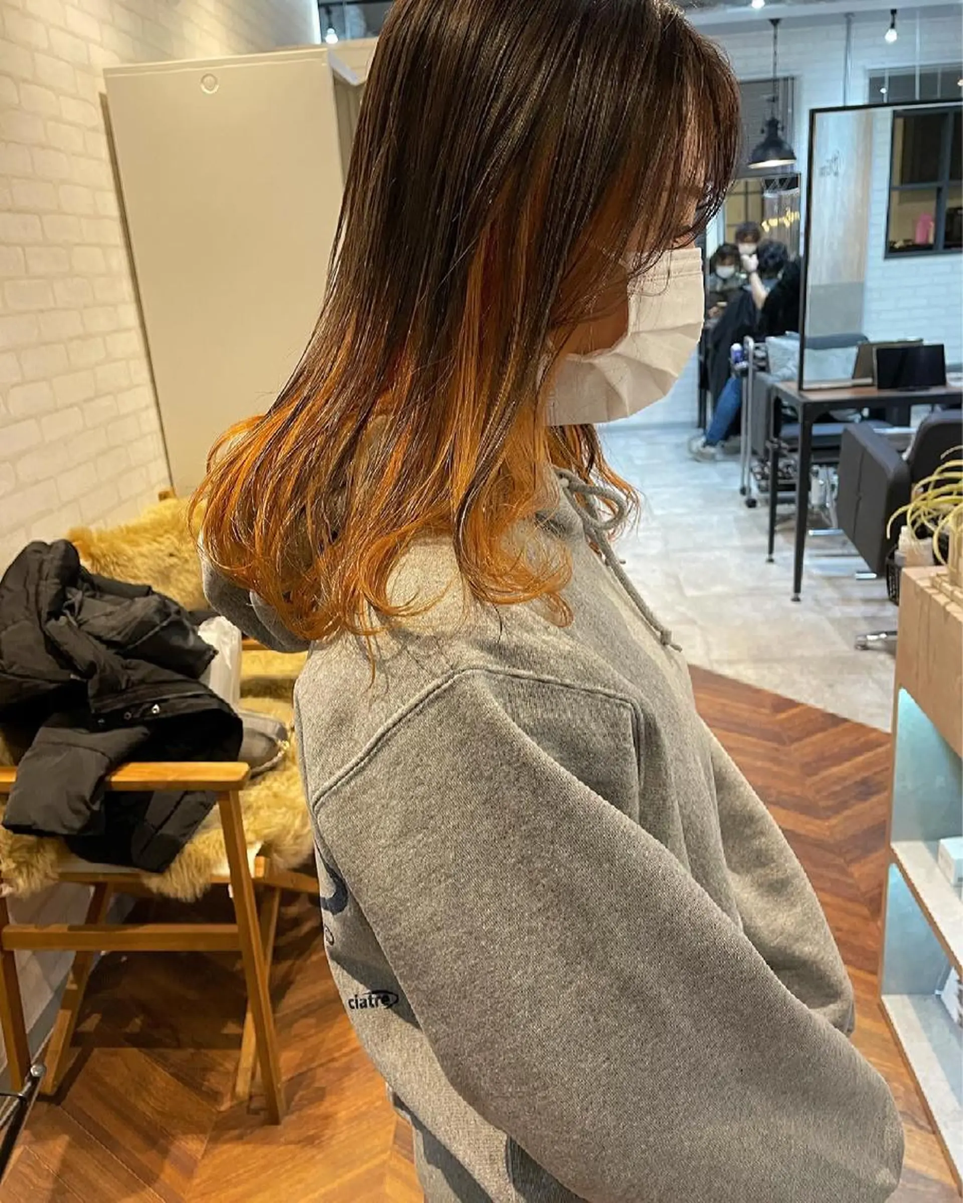 カラー ベージュカラー ブラウンカラー ショコラブラウン オレンジ オレンジベージュ ヘアカラー レイヤー/ボブ/ 顔周り/yukinaのヘアスタイル