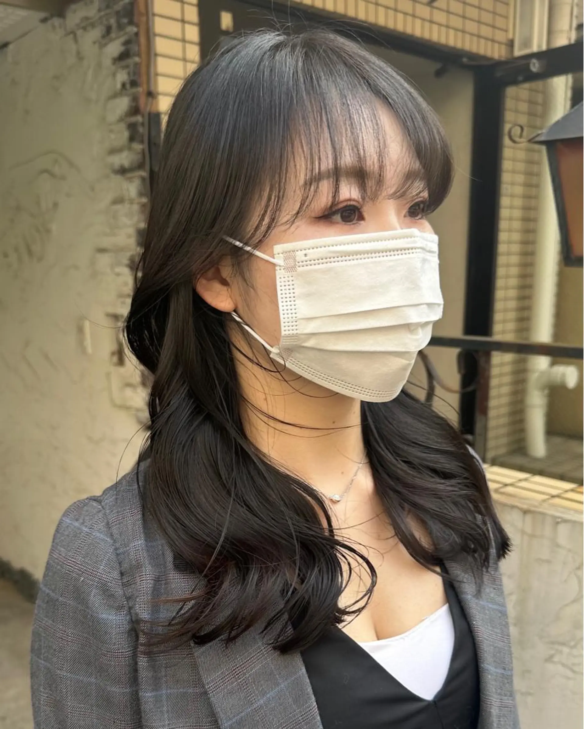 セミロング カラー 切りっぱなしボブ ショートボブ セミロングパーマ バレイヤージュ ベージュカラー カット ヘアカラー トリートメント フリーランス所属・韓国ヘア レイヤー くびれヘアMATSUのヘアスタイル