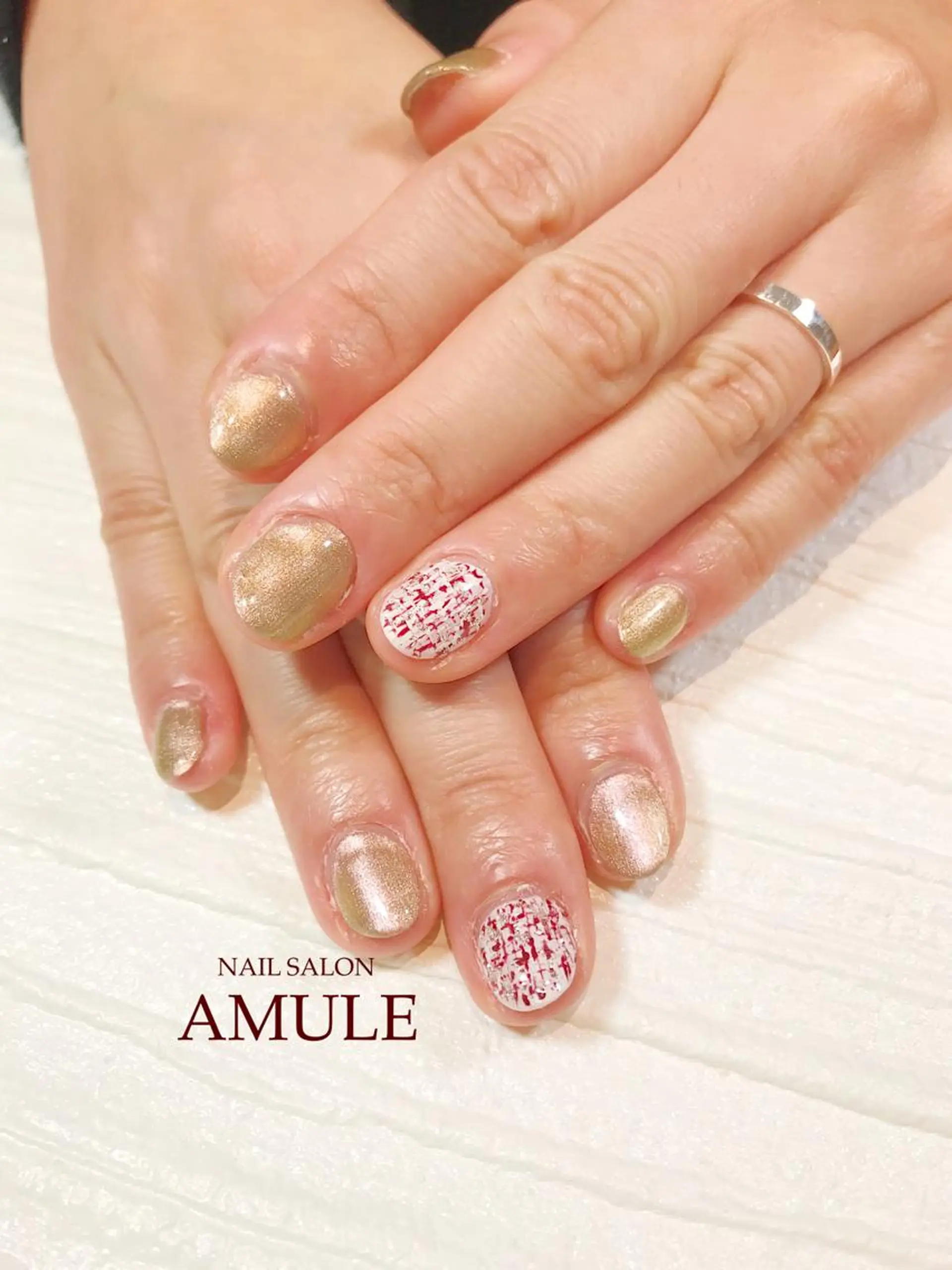 ネイル ツイードネイル ハンドネイル NAILSALON AMULEのネイルデザイン
