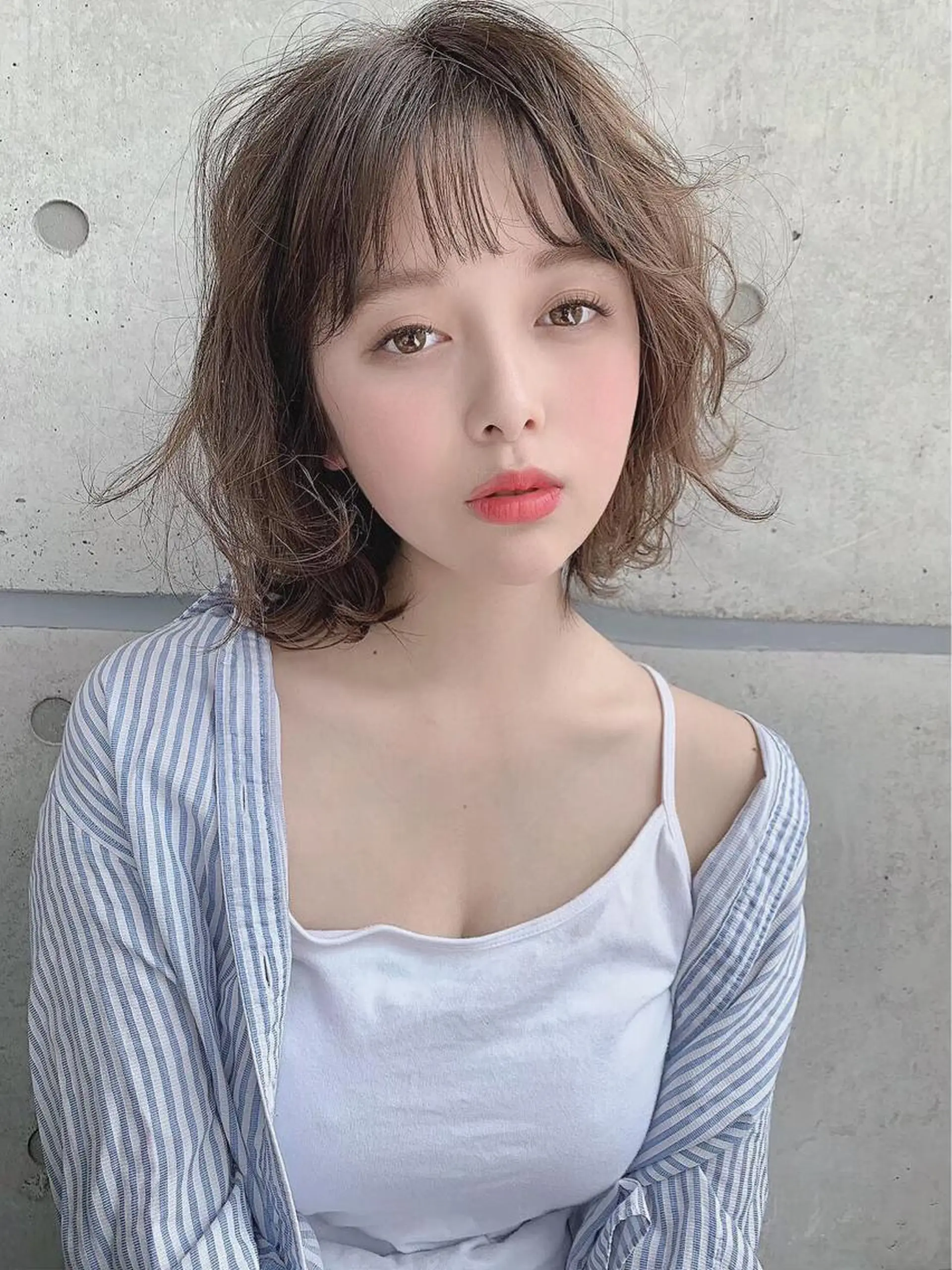 ミディアム カラー ヘアアレンジ ヘアカラー トリートメント 似合わせ💗透け感 💗うる艶カラー💗のヘアスタイル