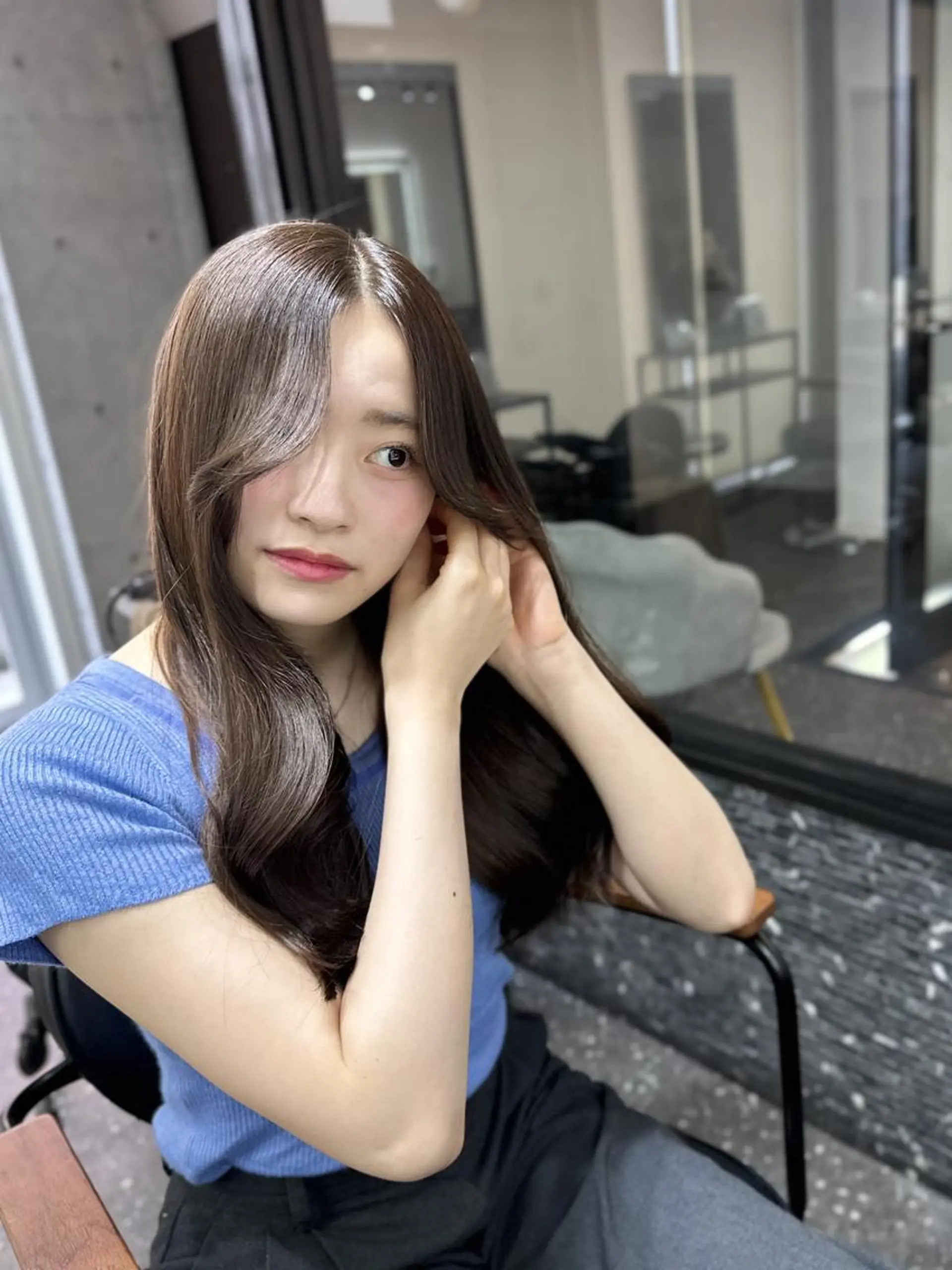 ロング カット ヘアカラー トリートメント 韓国風レイヤー🗝要 暗透カラー📓吉祥寺のヘアスタイル