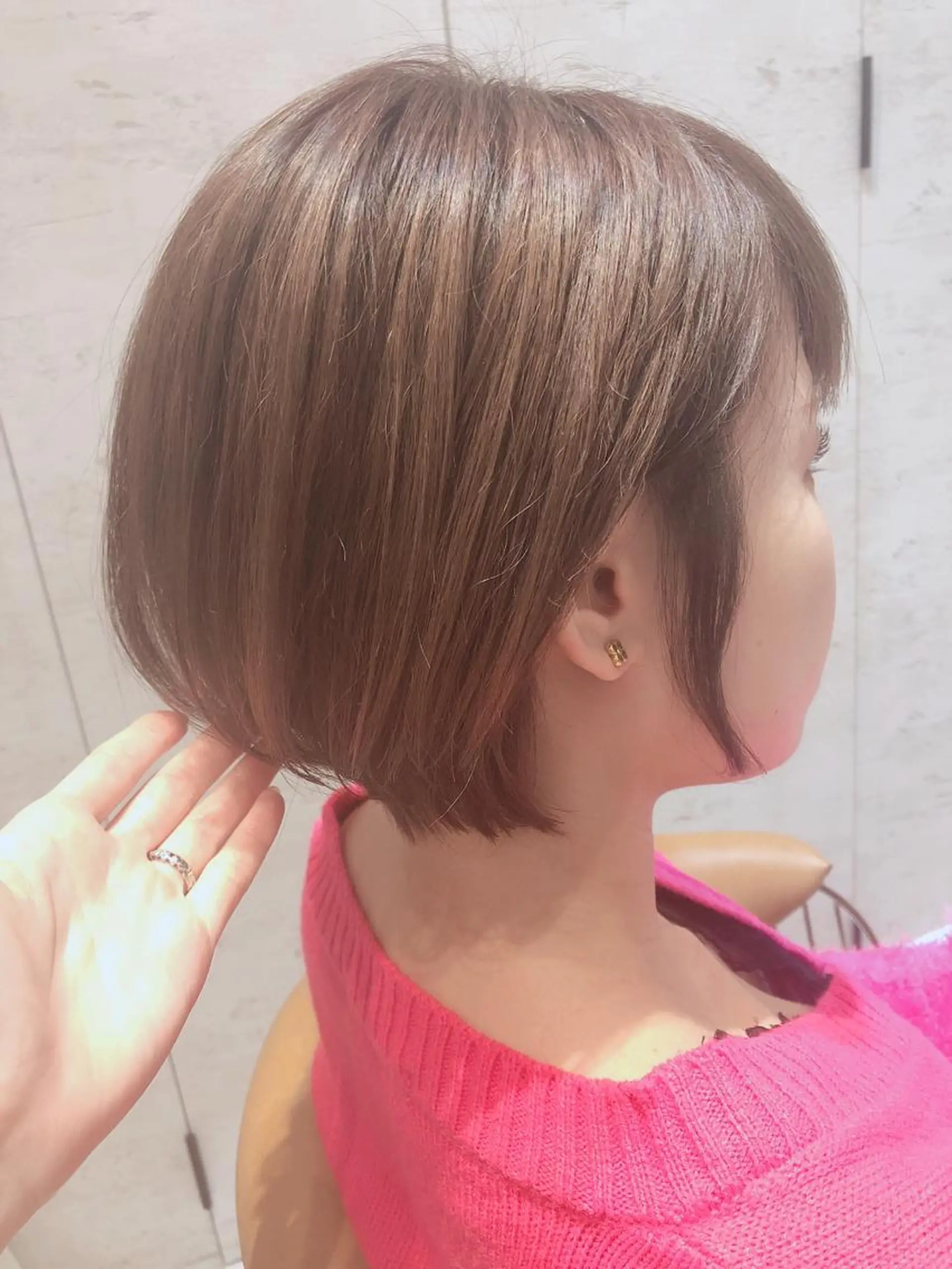 ミディアム ミルクティーブラウン ボブ カット ヘアカラー トリートメント 代表山口ひな 髪質改善のプロのヘアスタイル