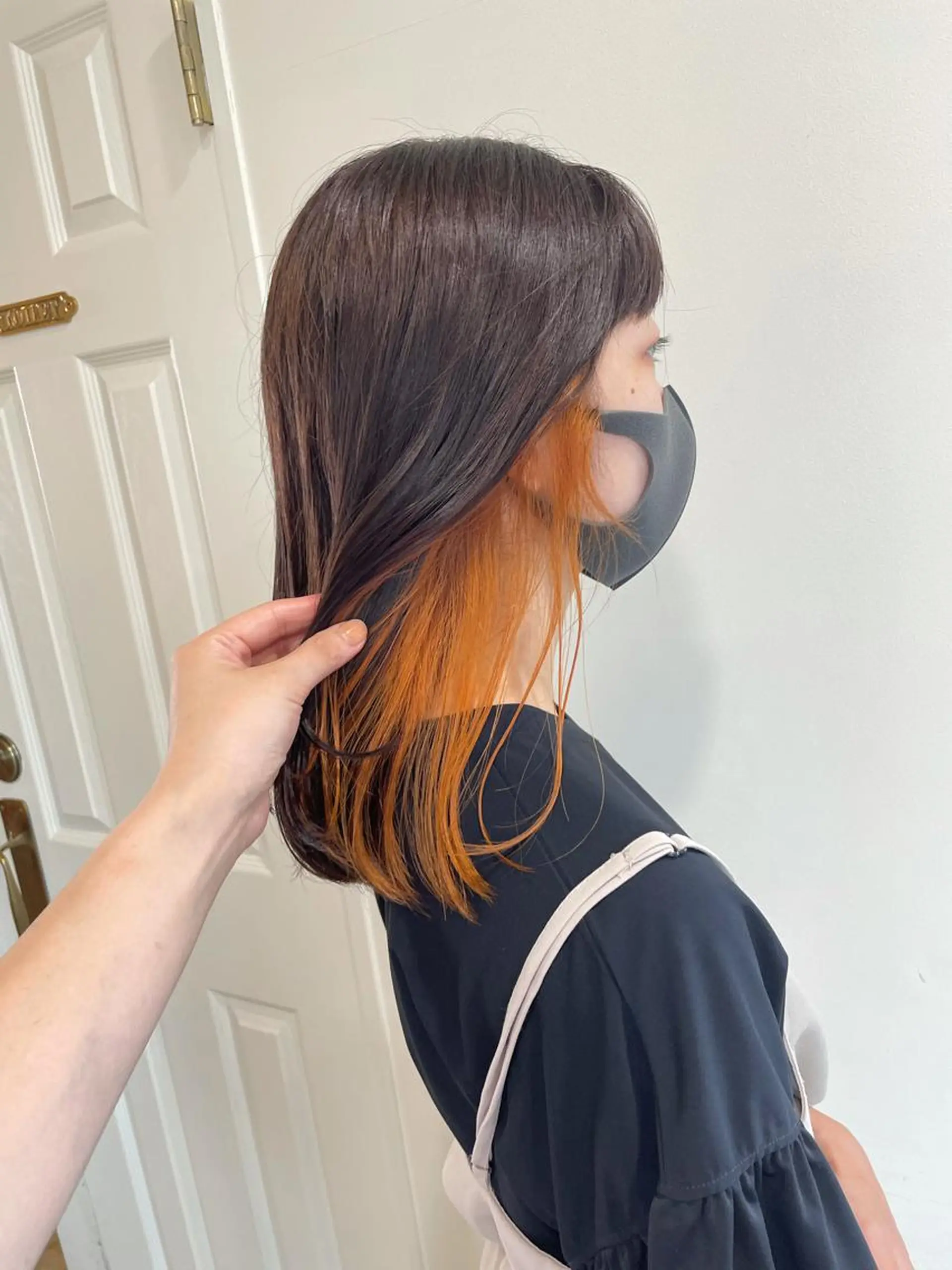 ミディアム カラー ブラウンカラー インナーカラー オレンジ ヘアカラー トリートメント MIOベージュカラー 柔らかいカラーのヘアスタイル