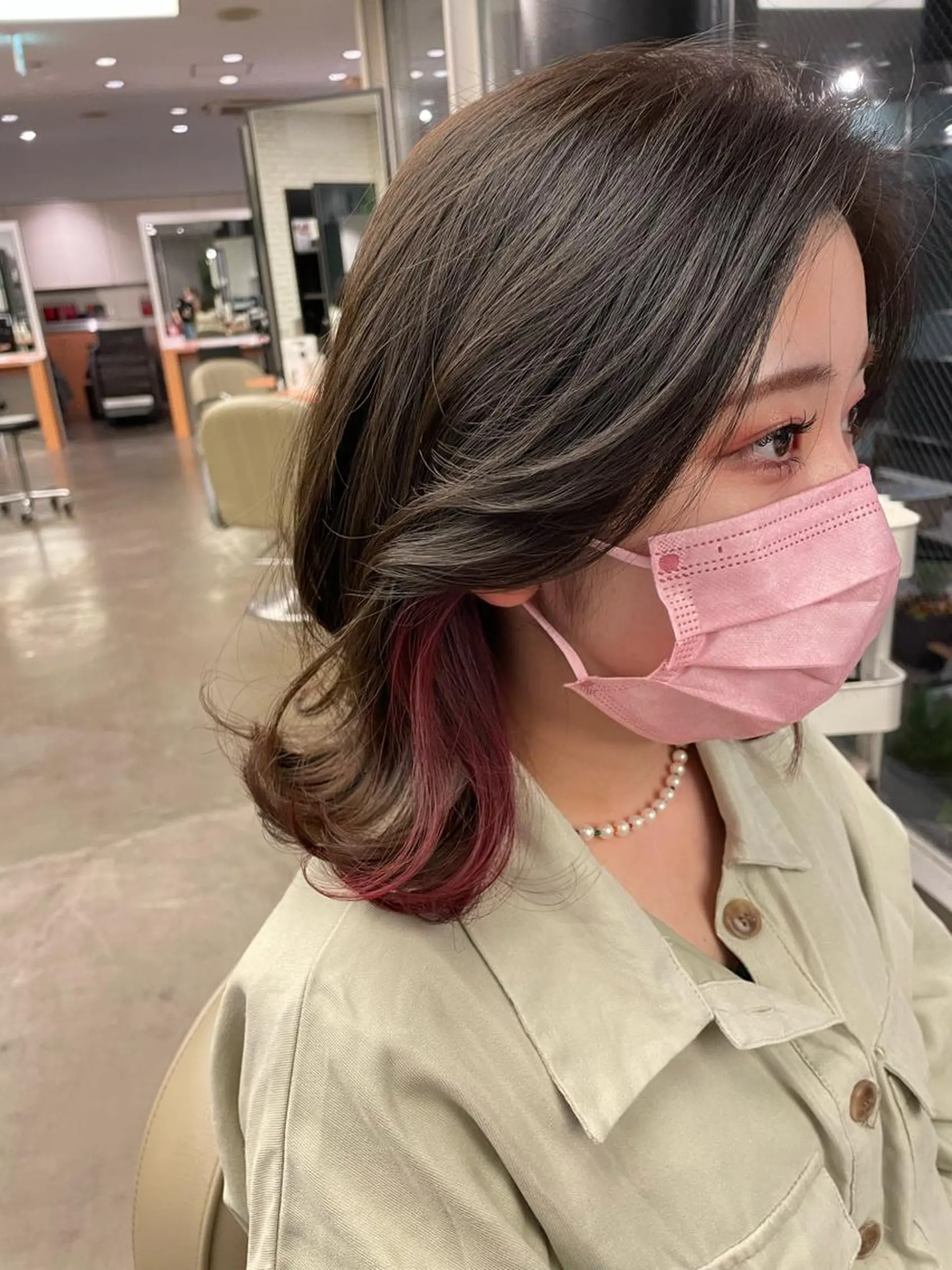 セミロング カラー インナーカラー 🍑まき/カット /髪質改善カラー🍑のヘアスタイル