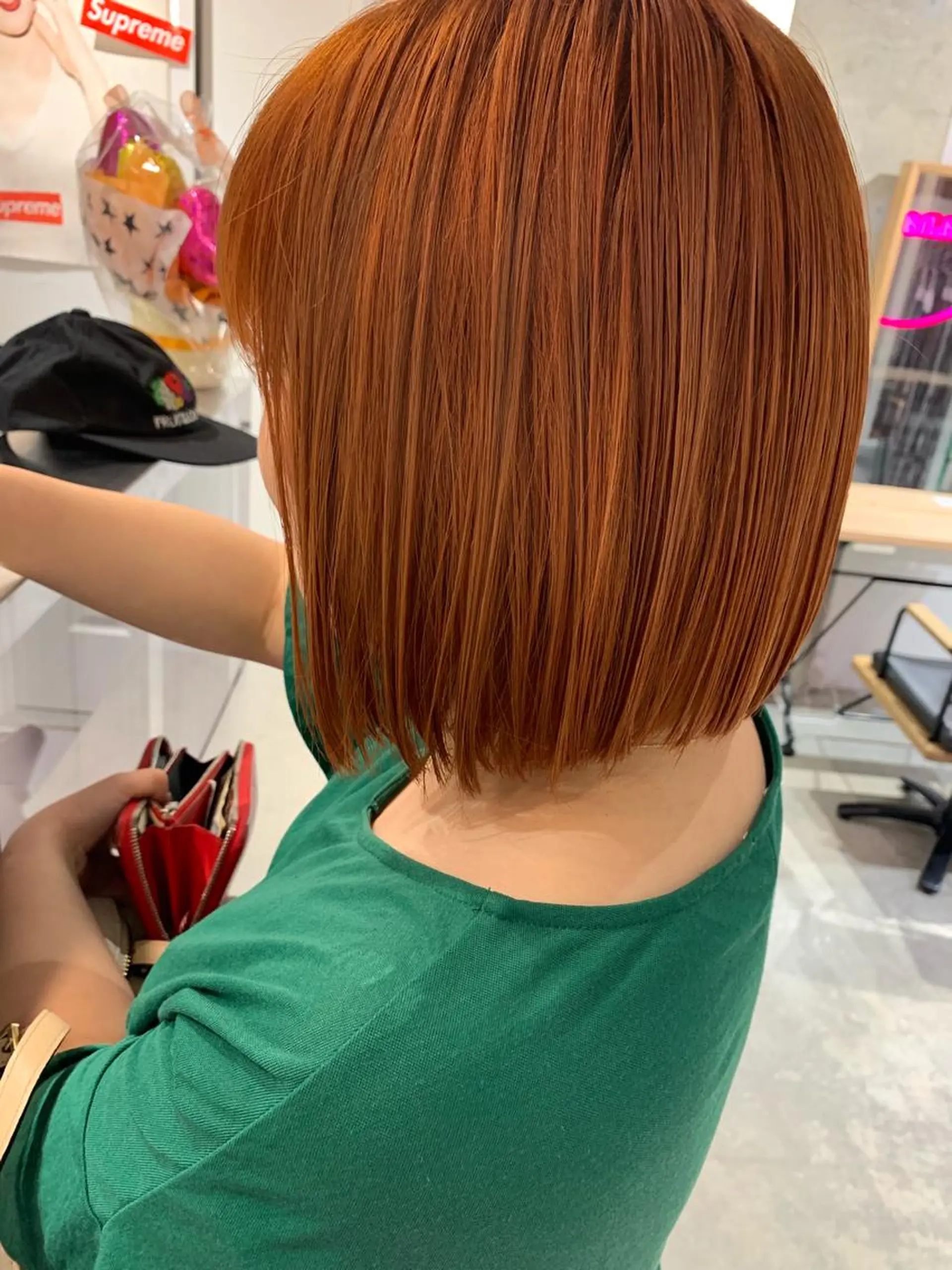 ミディアム カラー オレンジ ヘアカラー トリートメント 艶髪ハイトーンカラー 💘kazueのヘアスタイル