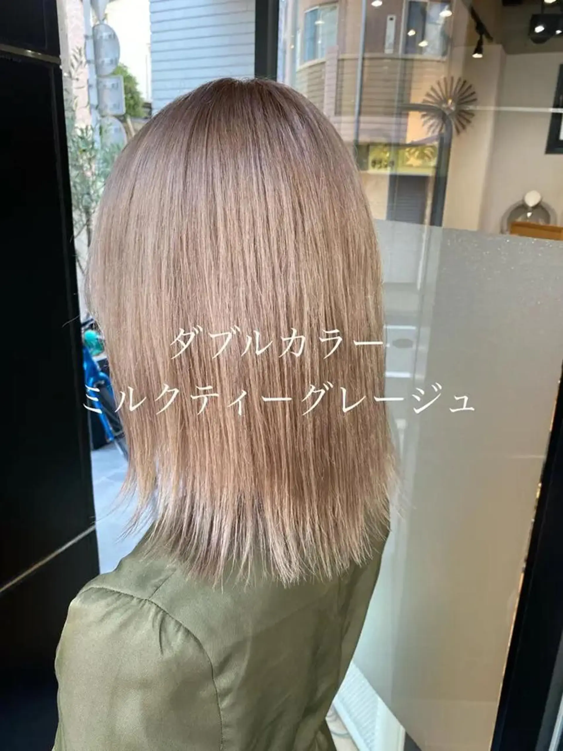 セミロング カラー ショートボブ セミロングパーマ アッシュ バレイヤージュ ベージュカラー カット ヘアカラー トリートメント デザインカラー/ ブリーチ/稲若健太郎のヘアスタイル
