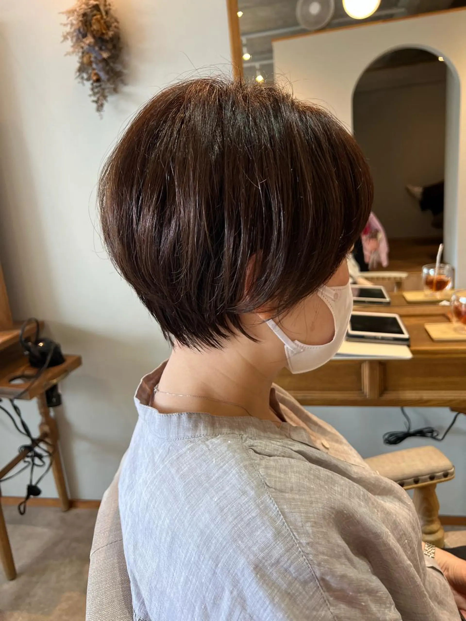 ショート カラー カット ヘアカラー トリートメント ぱつボブ/ ショート/YUKIのヘアスタイル