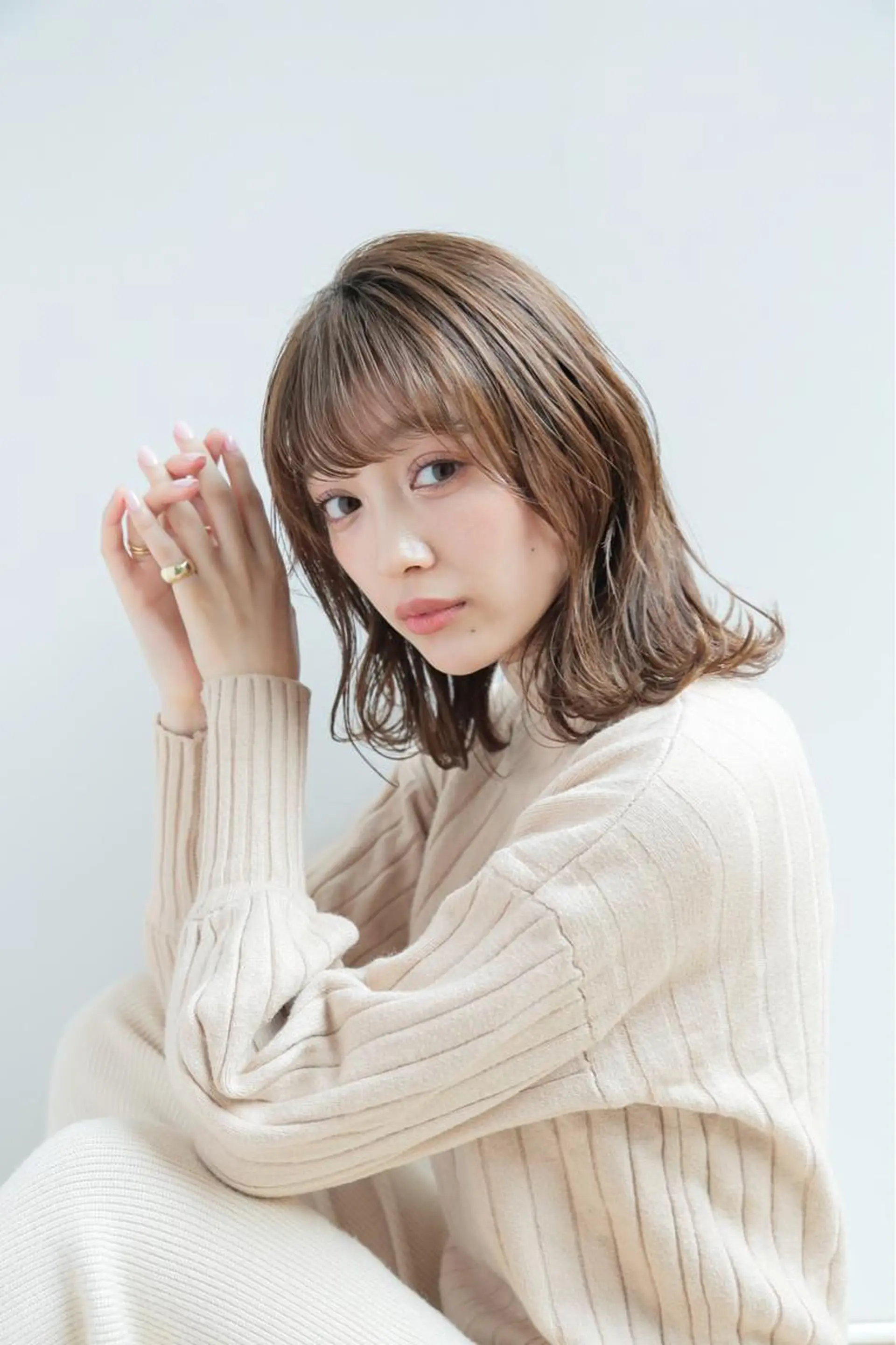 ミディアム カラー ボブ韓国風レイヤー 髪質改善/畠中ケントのヘアスタイル