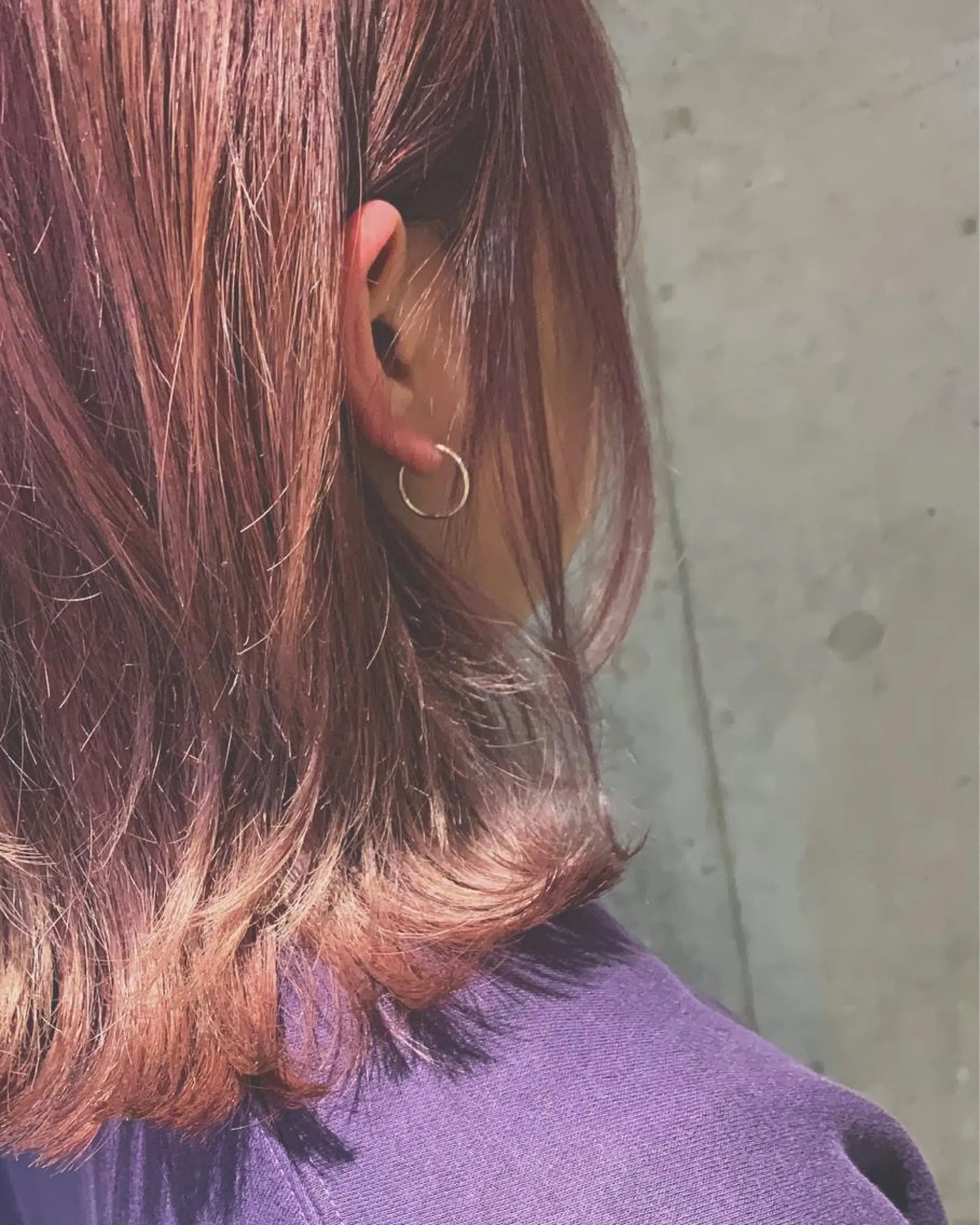 ミディアム カラー ピンクカラー ピンクパープル パープルカラー Lolonois梅田 /Okazaki:)のヘアスタイル