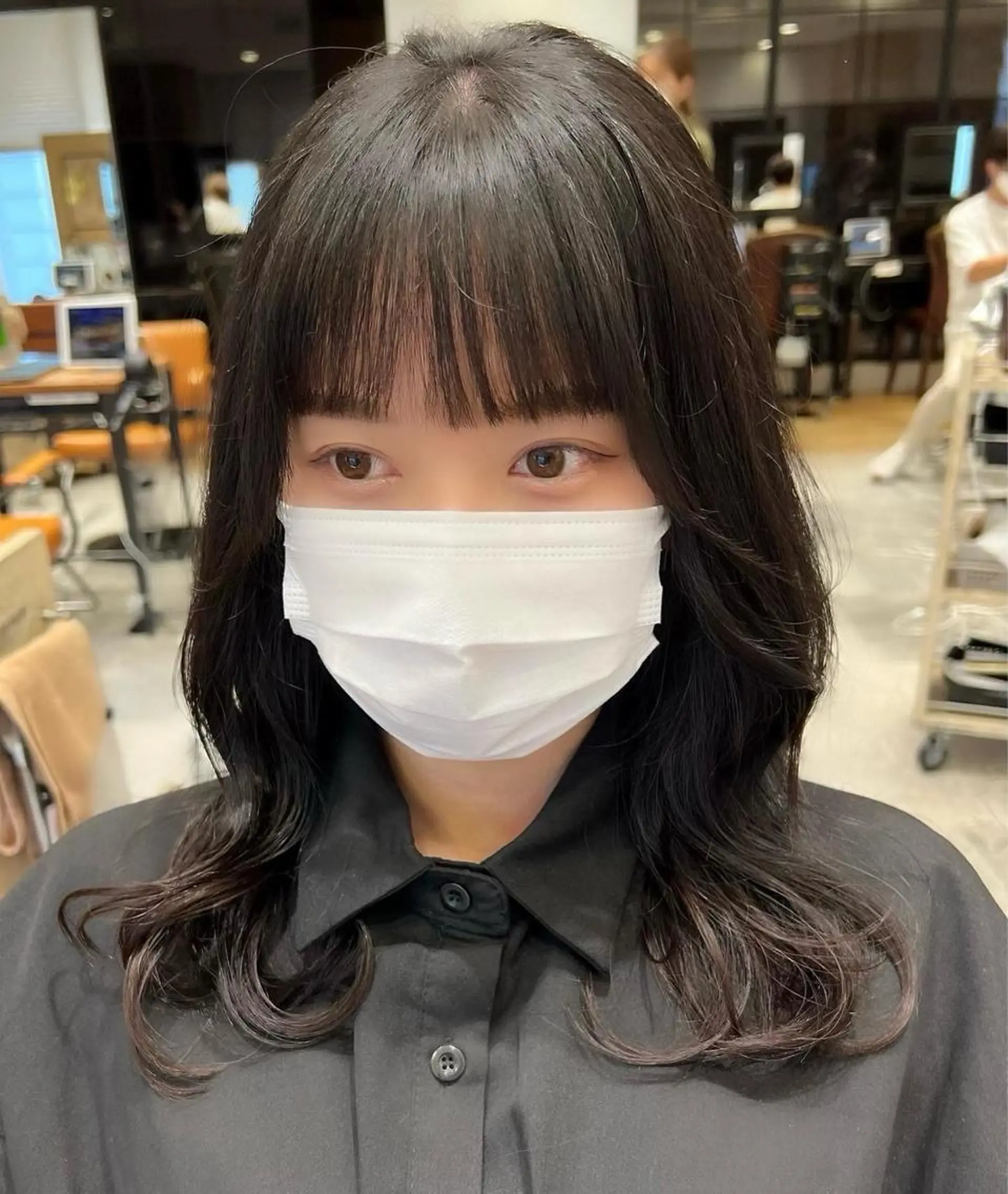 セミロング カラー ベージュカラー ブラウンカラー くびれヘア 髪質改善 縮毛矯正 カット ヘアカラー トリートメント 🧡くびれヘア/前髪 顔周り🧡久原結衣のヘアスタイル