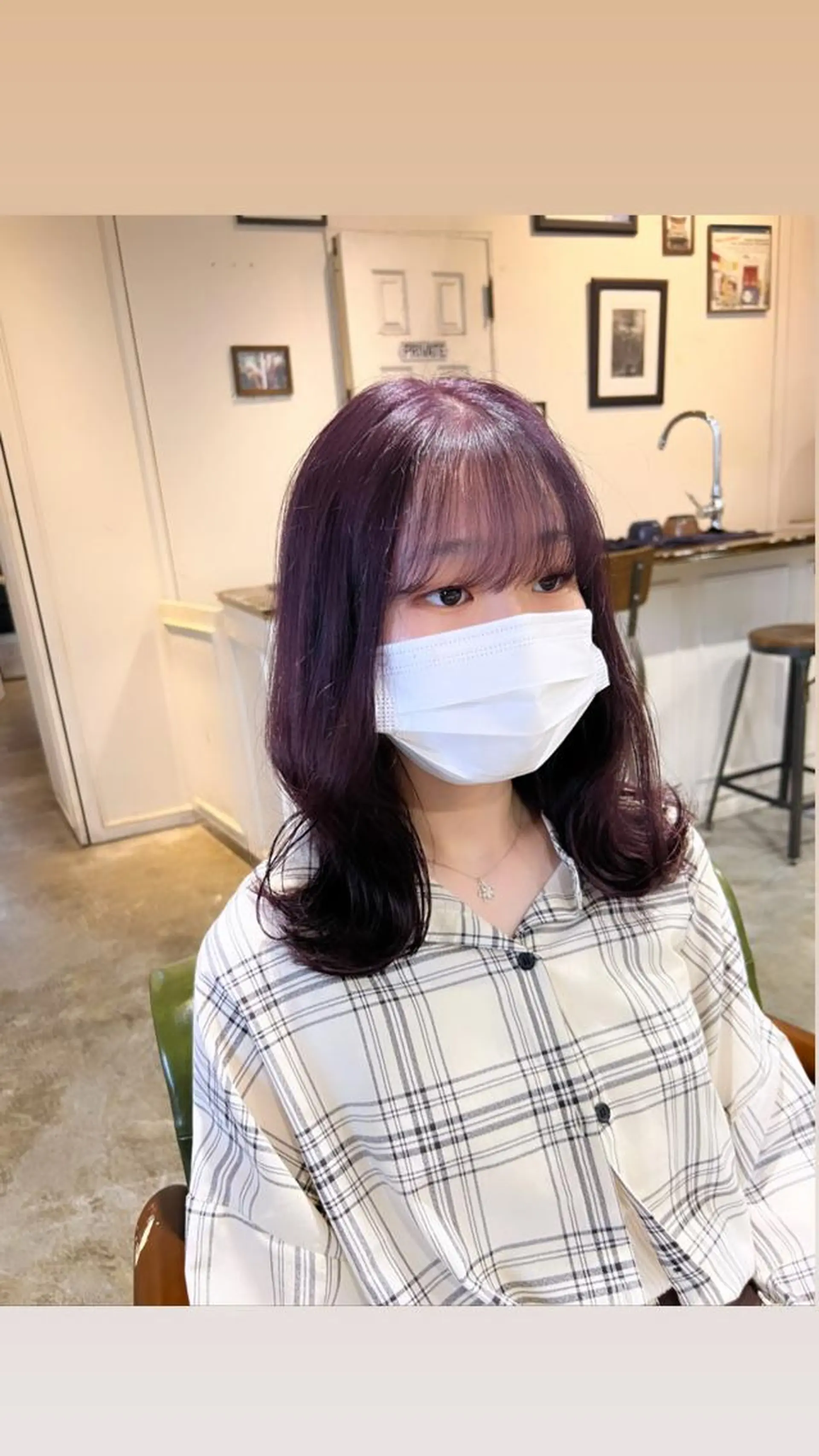 ミディアム カラー ラベンダーカラー ラベンダーピンク ピンクカラー ヘアカラー トリートメント ヘッドスパ ヘアセット オカベ ショウマのヘアスタイル