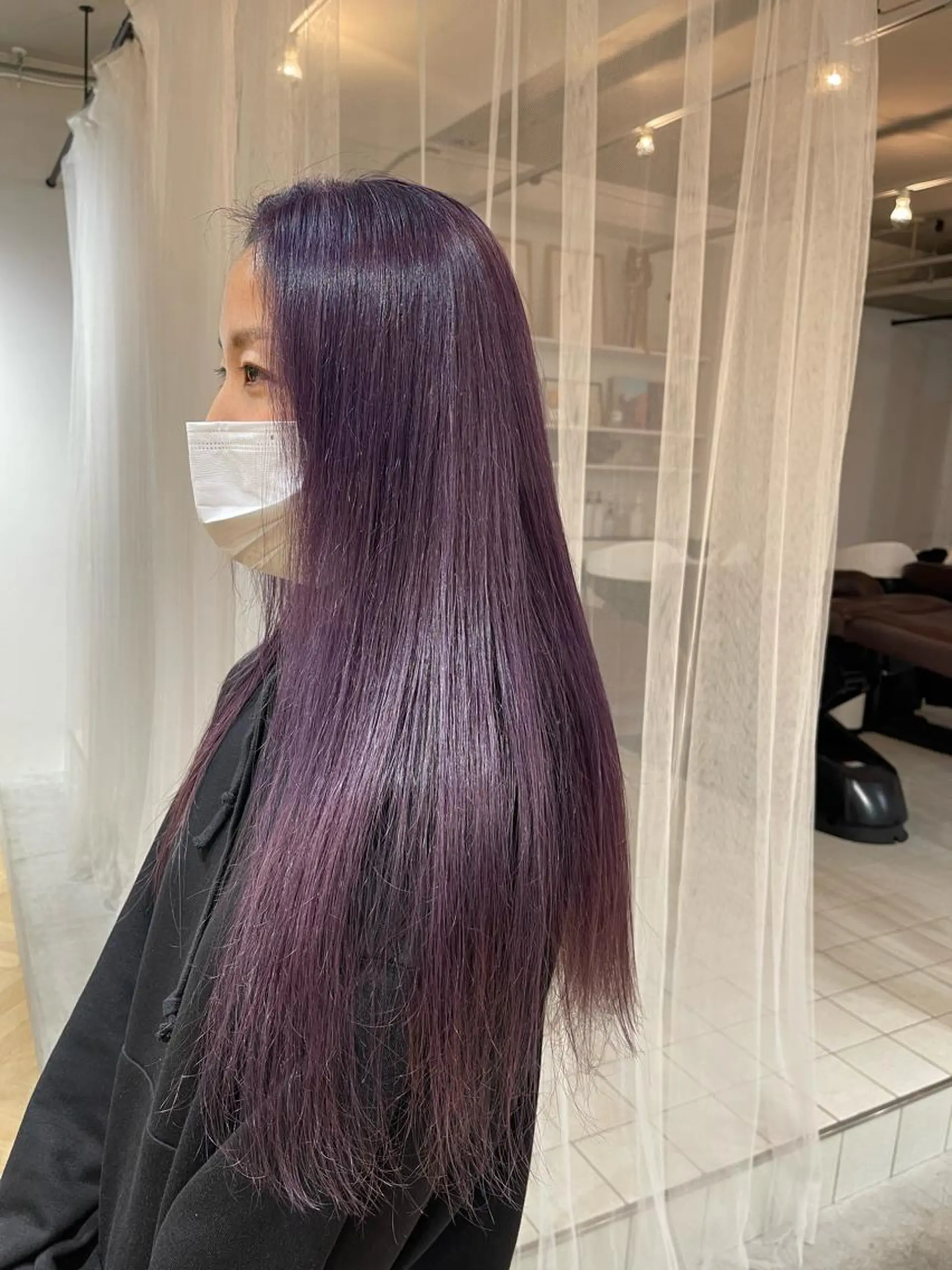 ミディアム カラー ブリーチ ディープパープル ダブルカラー パープルカラー ボブ/レイヤー /河内温太のヘアスタイル