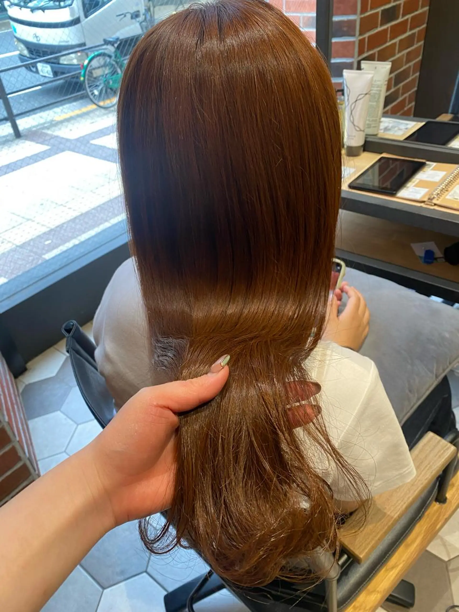 ロング カット ヘアカラー 縮毛矯正 トリートメント 髪質改善韓国レイヤー SHIORI🦋のヘアスタイル