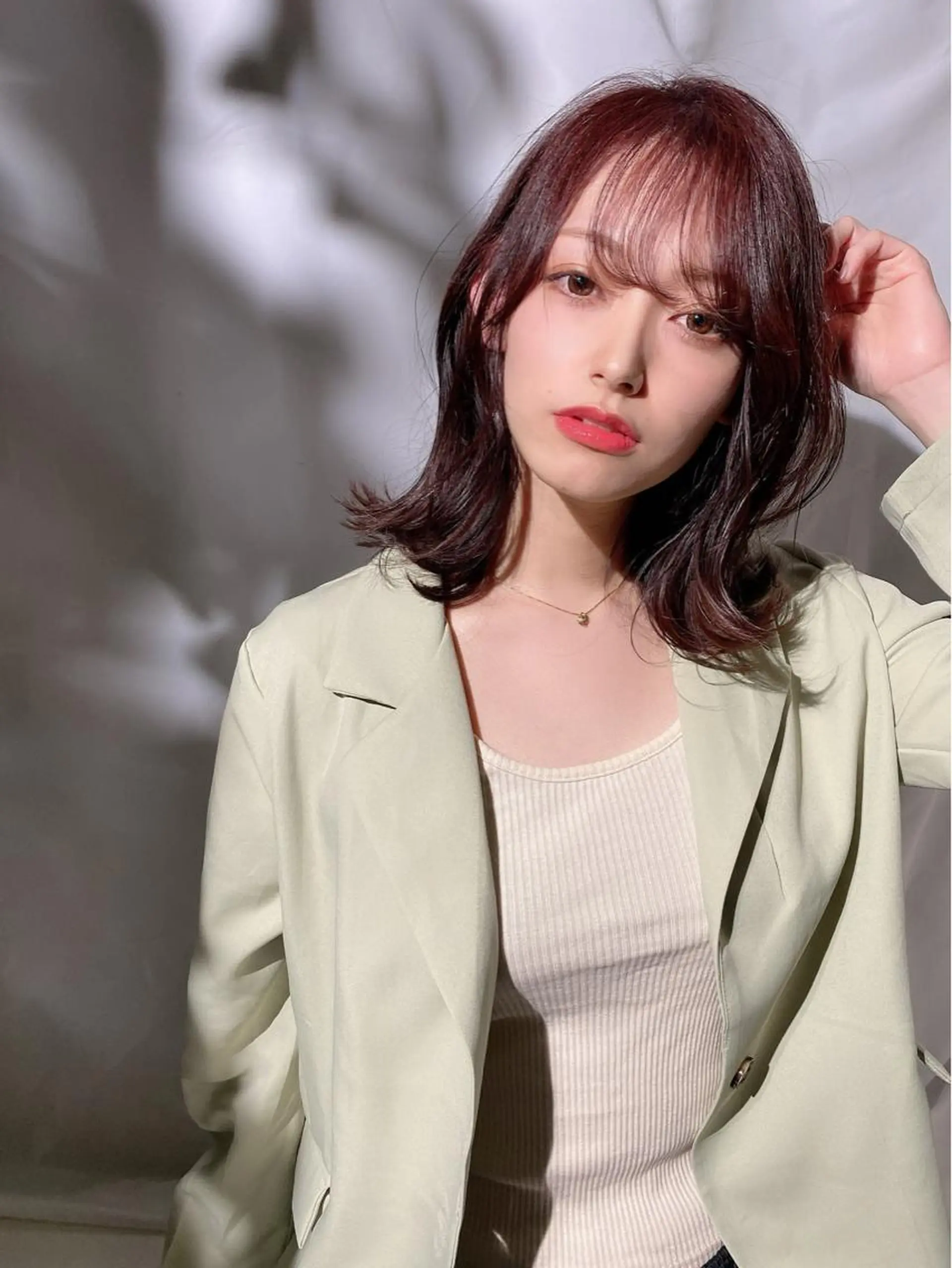 ミディアム カラー ヘアアレンジ 韓国風ヘア ヘアカラー トリートメント ヘッドスパ ヘアセット SAYAKA🩶 レイヤー韓国ヘア新宿のヘアスタイル