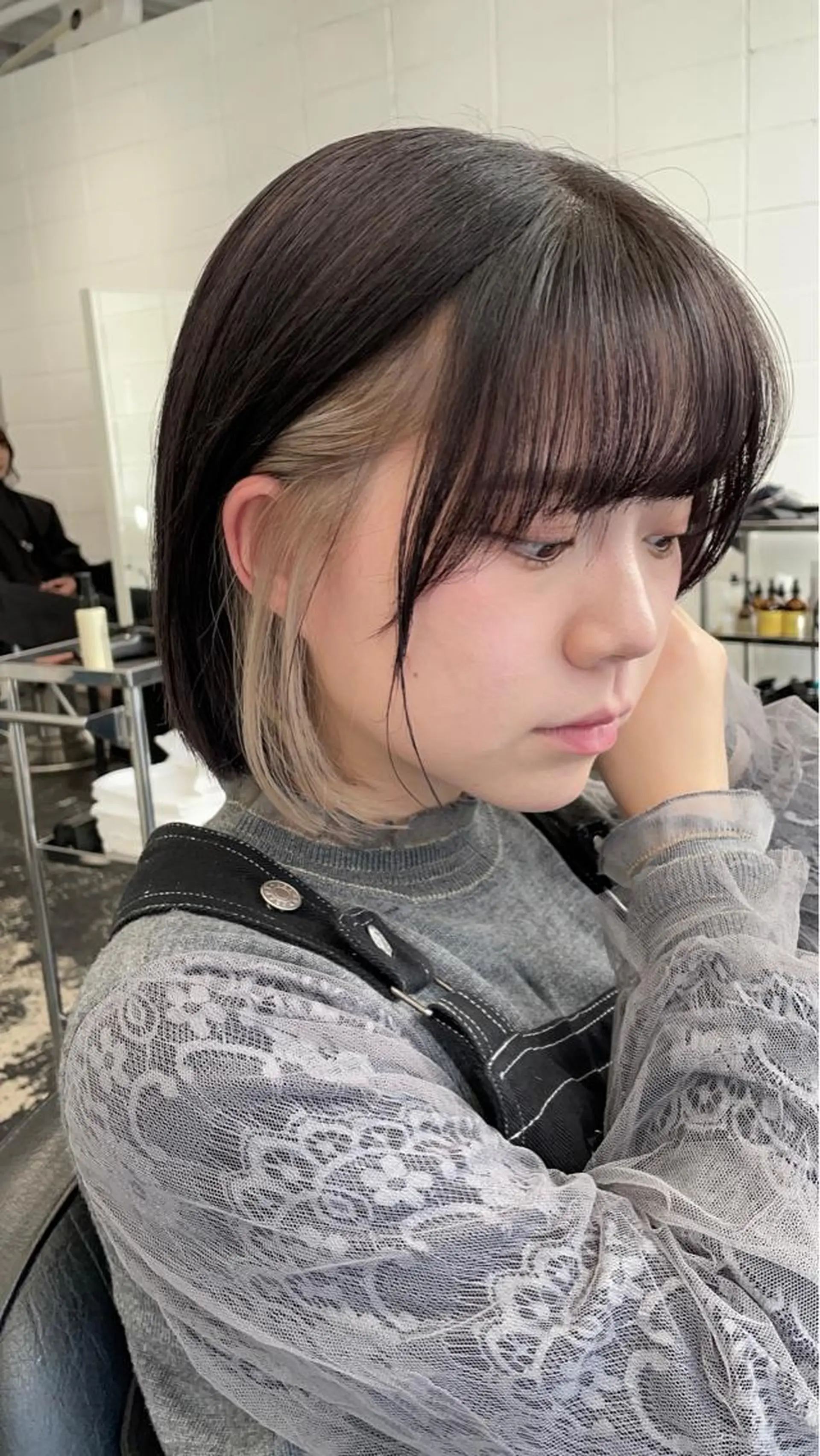ミディアム カラー アッシュ アッシュブラウン アッシュグレー ミストバング ベージュカラー ヘアカラー トリートメント RYUEI メンズカット/パーマのヘアスタイル