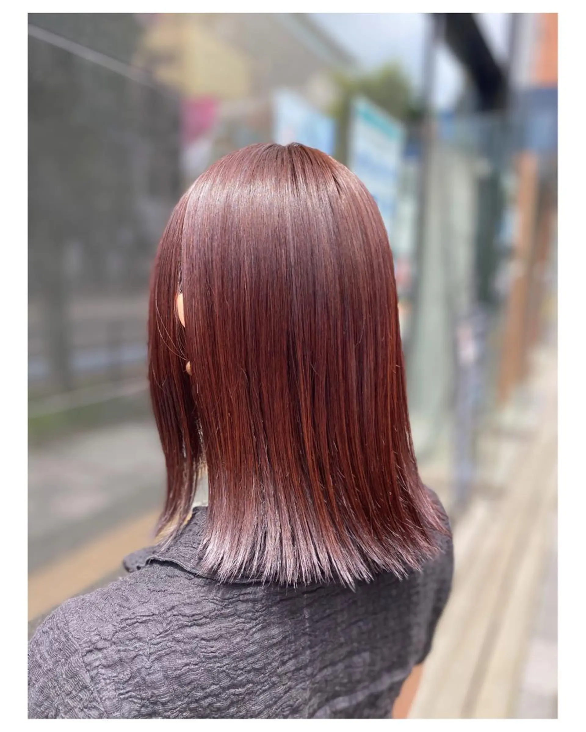 ミディアム ヘアカラー トリートメント YASU🍎ボブ/ 赤系カラー/髪質改善のヘアスタイル