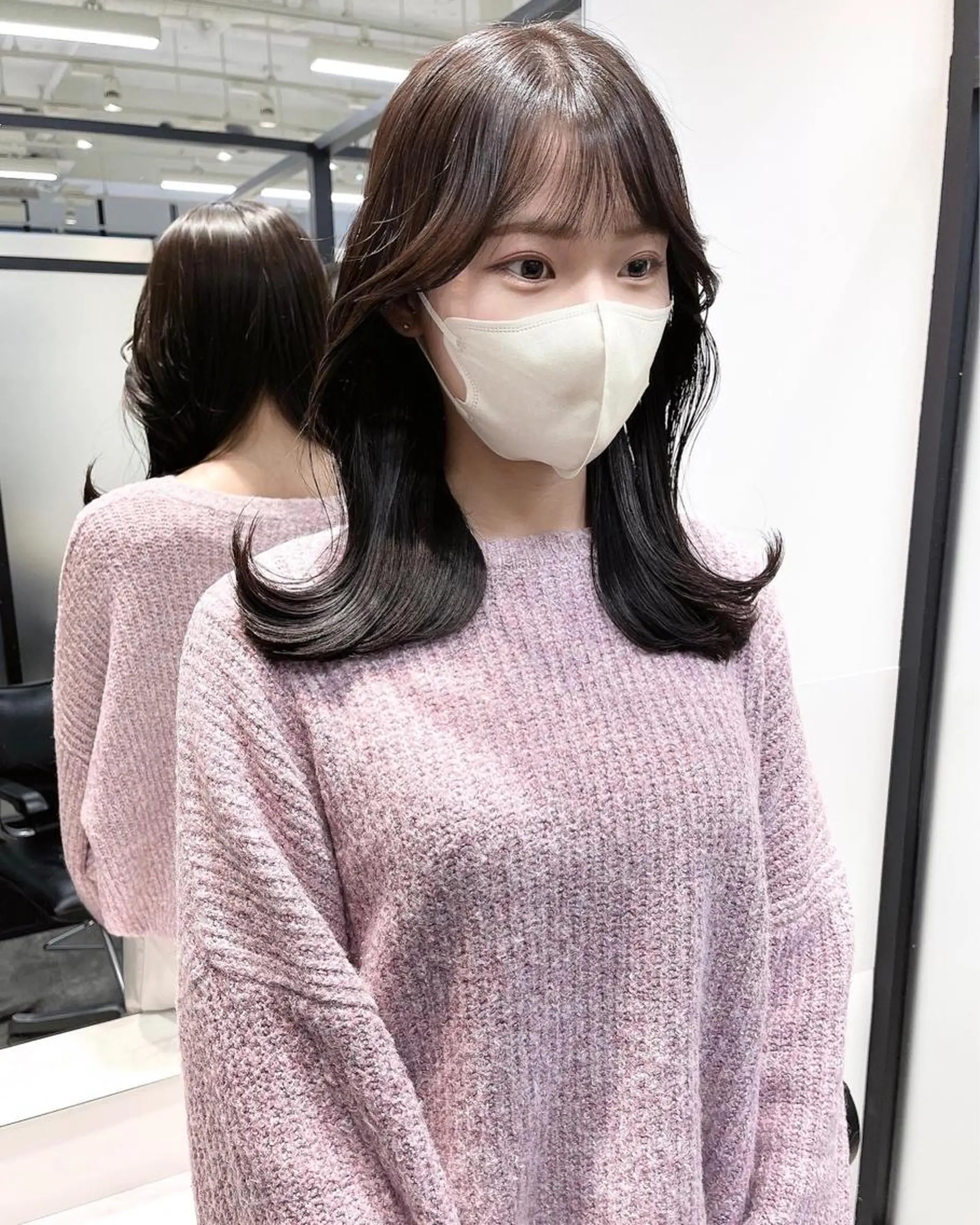 セミロング くびれヘア レイヤーカット トリートメント 韓国レイヤーカット 髪質改善▫️水野有真のヘアスタイル