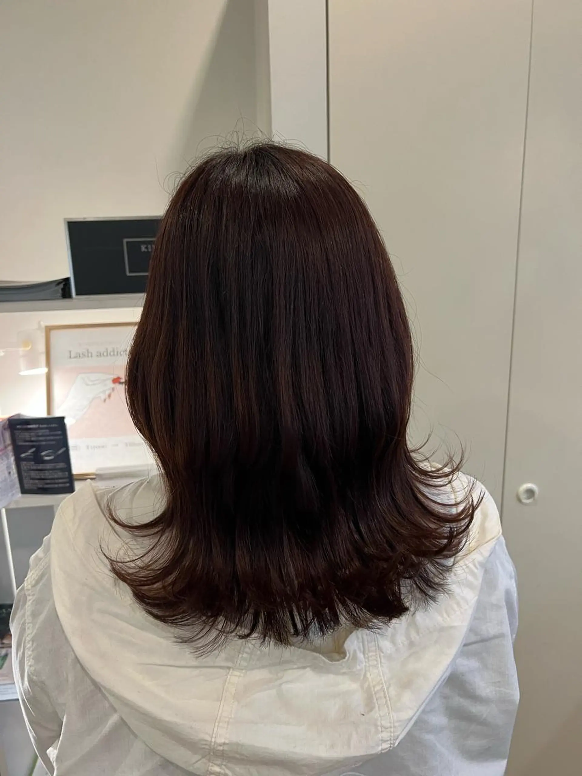 セミロング カラー ブリーチ ケアカラー ブリーチなしカラー オレンジ カット ヘアカラー トリートメント 竹添 有梨沙のヘアスタイル