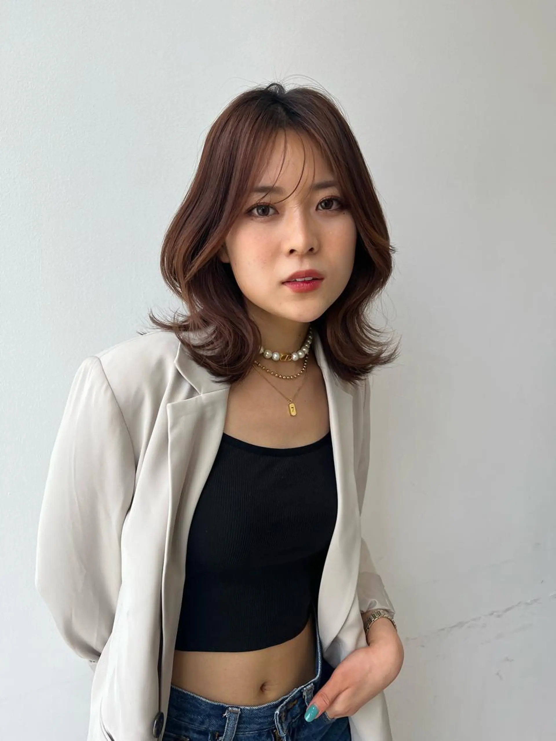 ミディアム カラー くびれヘア Je suis heureuse Tres所属・早朝セット☀️ レイヤー/Momoのヘアスタイル