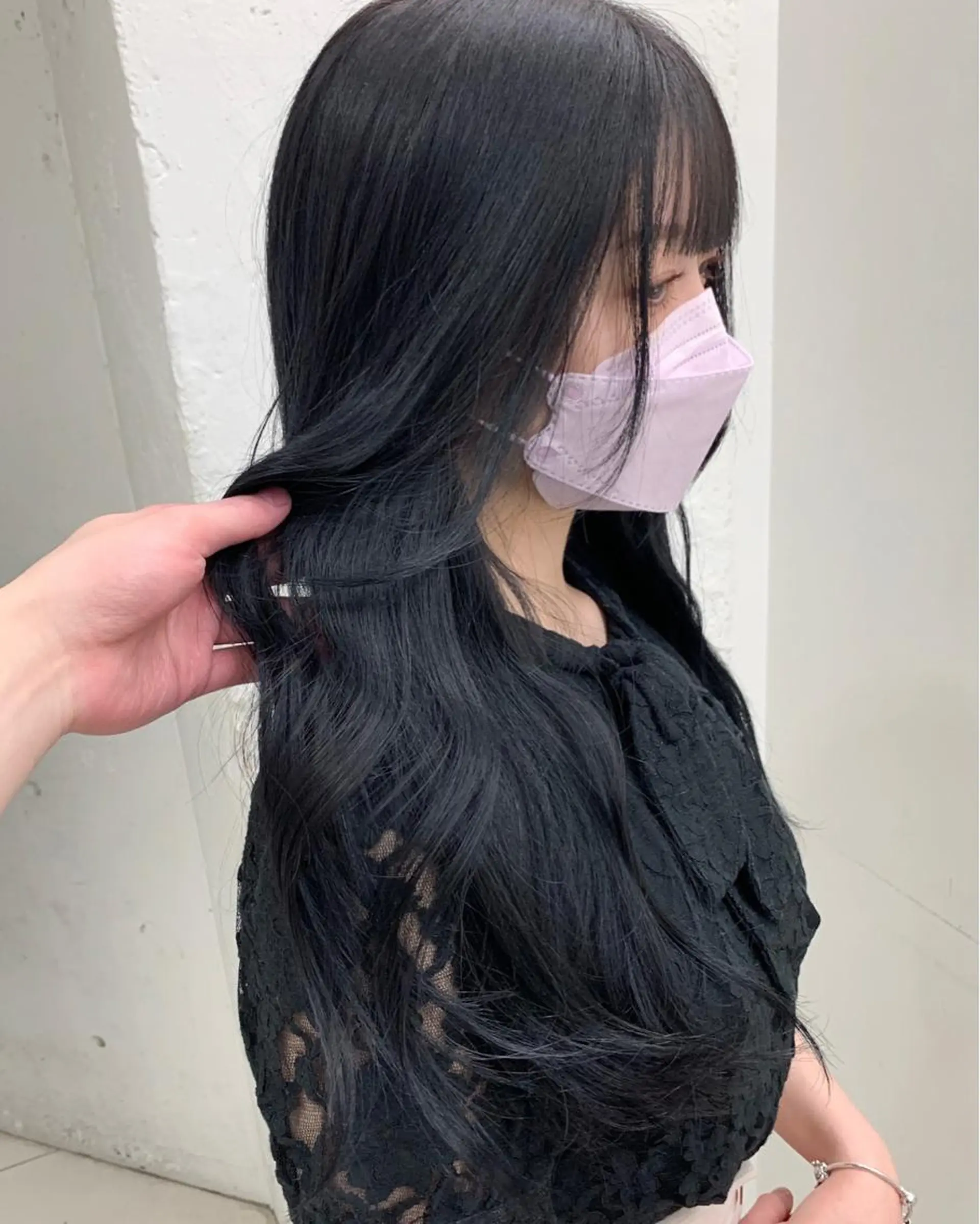 ロング カラー パーマ ヘアアレンジ メンズ ブルーカラー ブルーラベンダー ラベンダーカラー 原宿パーマ kazuのヘアスタイル