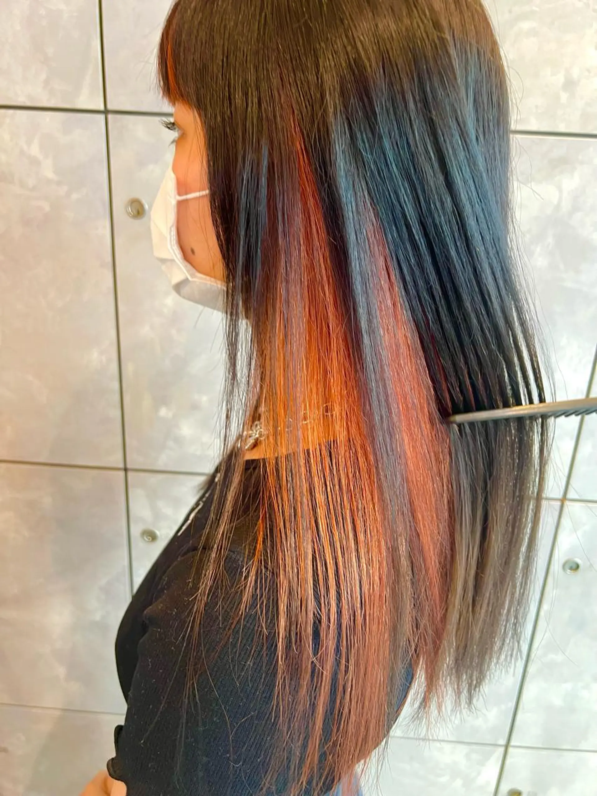 セミロング カラー ヘアアレンジ ヘアカラー トリートメント ヘッドスパ ヘアセット 🌈インナーカラー ‘ショウマ’🌈のヘアスタイル