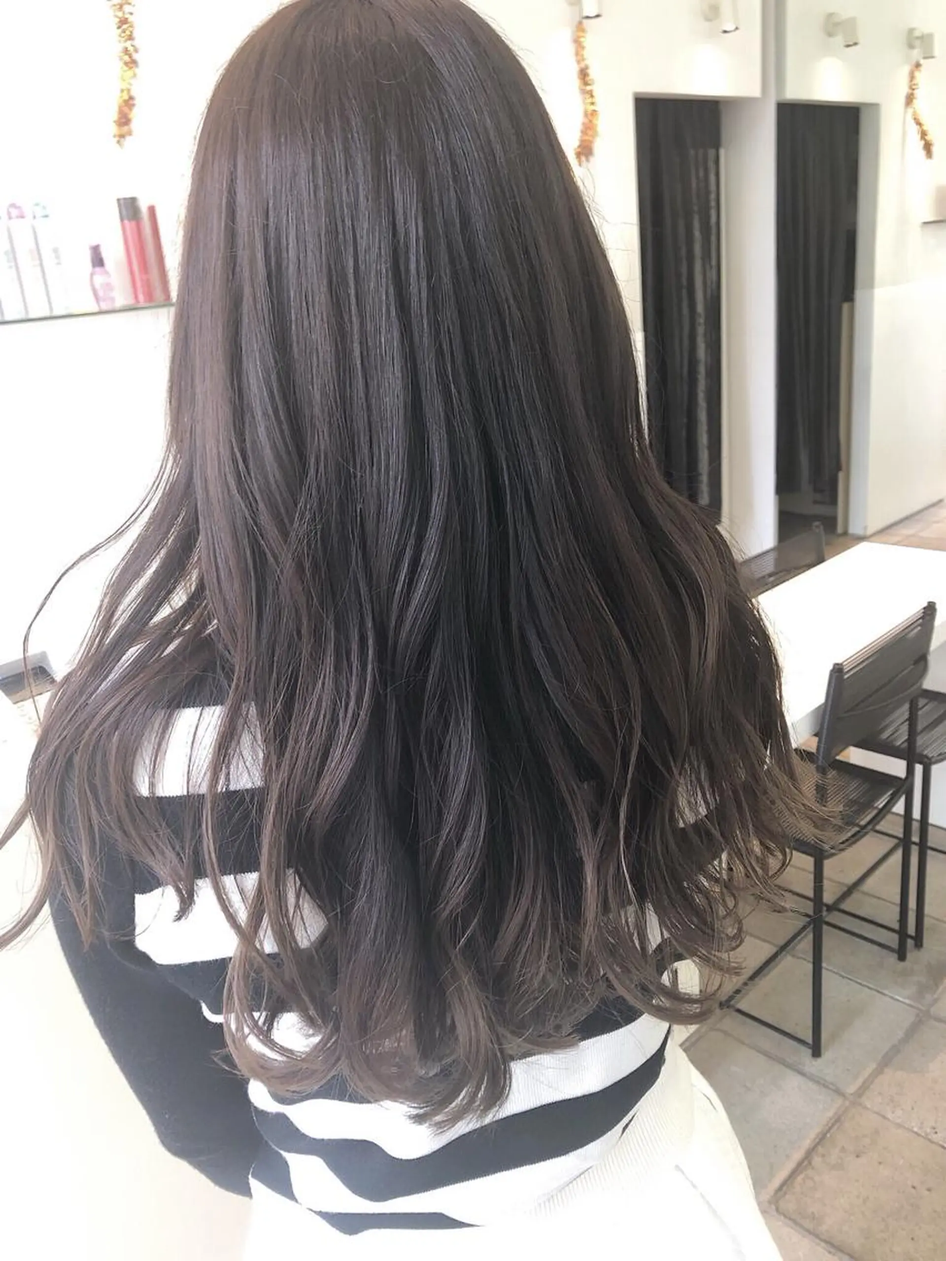 ロング カラー アディクシーカラー ブリーチ グレージュ ブリーチなしカラー オレンジ カット ヘアカラー トリートメント 尾島 光季のヘアスタイル