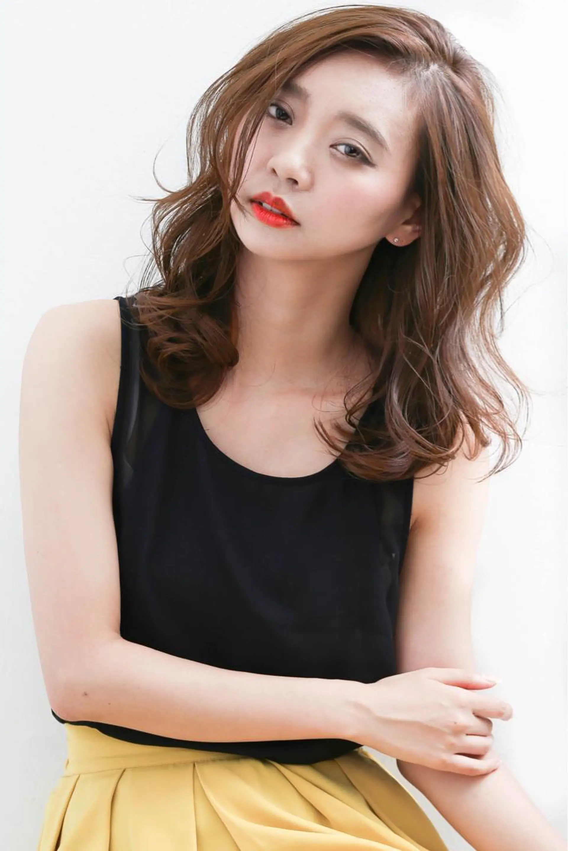 セミロング カラー 松本 俊樹のヘアスタイル