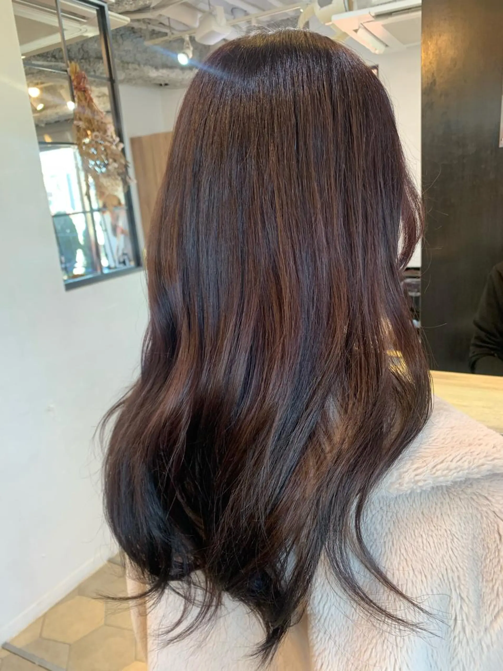 ロング カラー ブラウンカラー ピンクカラー ピンクブラウン 韓国風ヘア ロング カット ヘアカラー 藤間 帆乃夏（とうまほのかのヘアスタイル