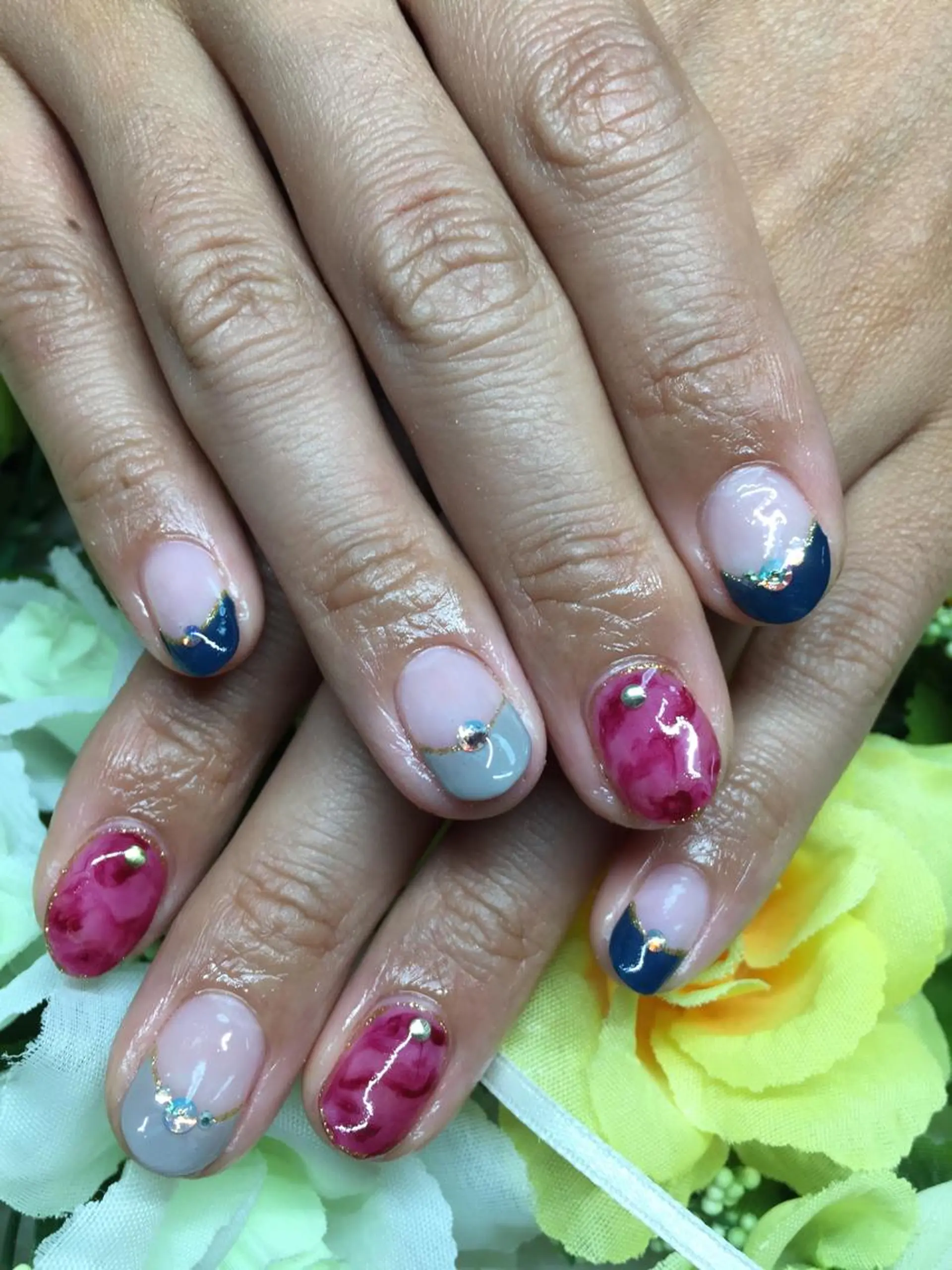 ネイル アートネイル べっ甲ネイル 赤色 Sakura NaiLのネイルデザイン