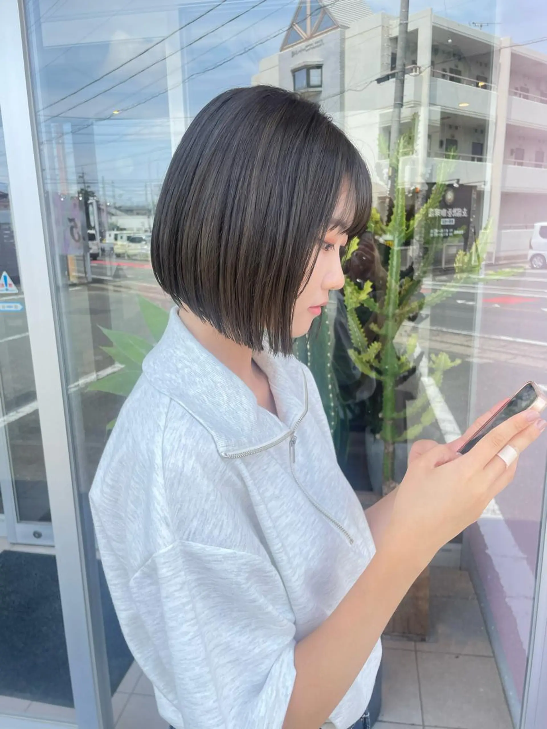 ショート カラー ヘアカラー ひなた 艶カラー/渋谷のヘアスタイル