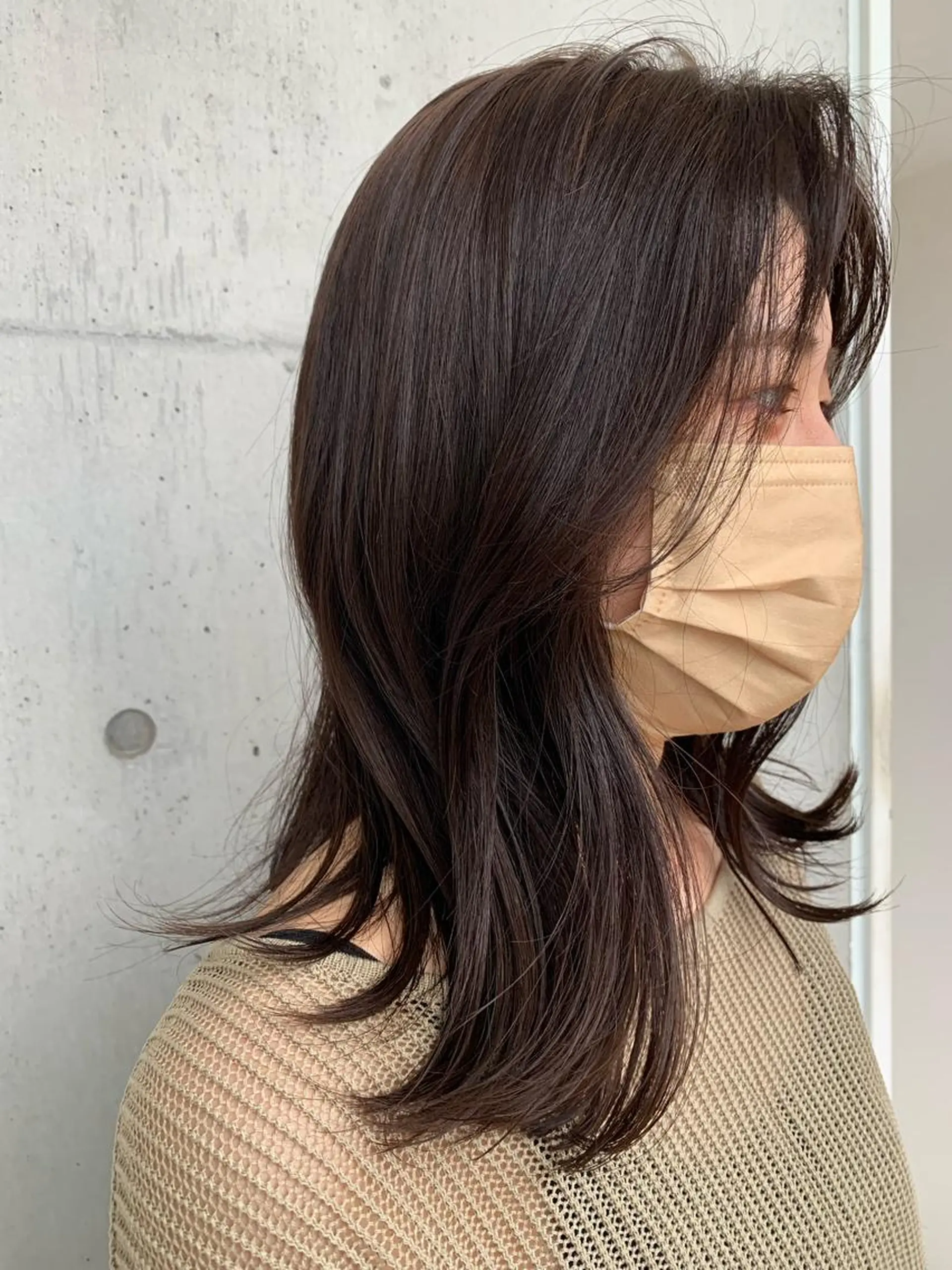 セミロング カラー 透明感カラー くびれヘア 韓国風ヘア ヘアカラー トリートメント カネコ ユカリのヘアスタイル