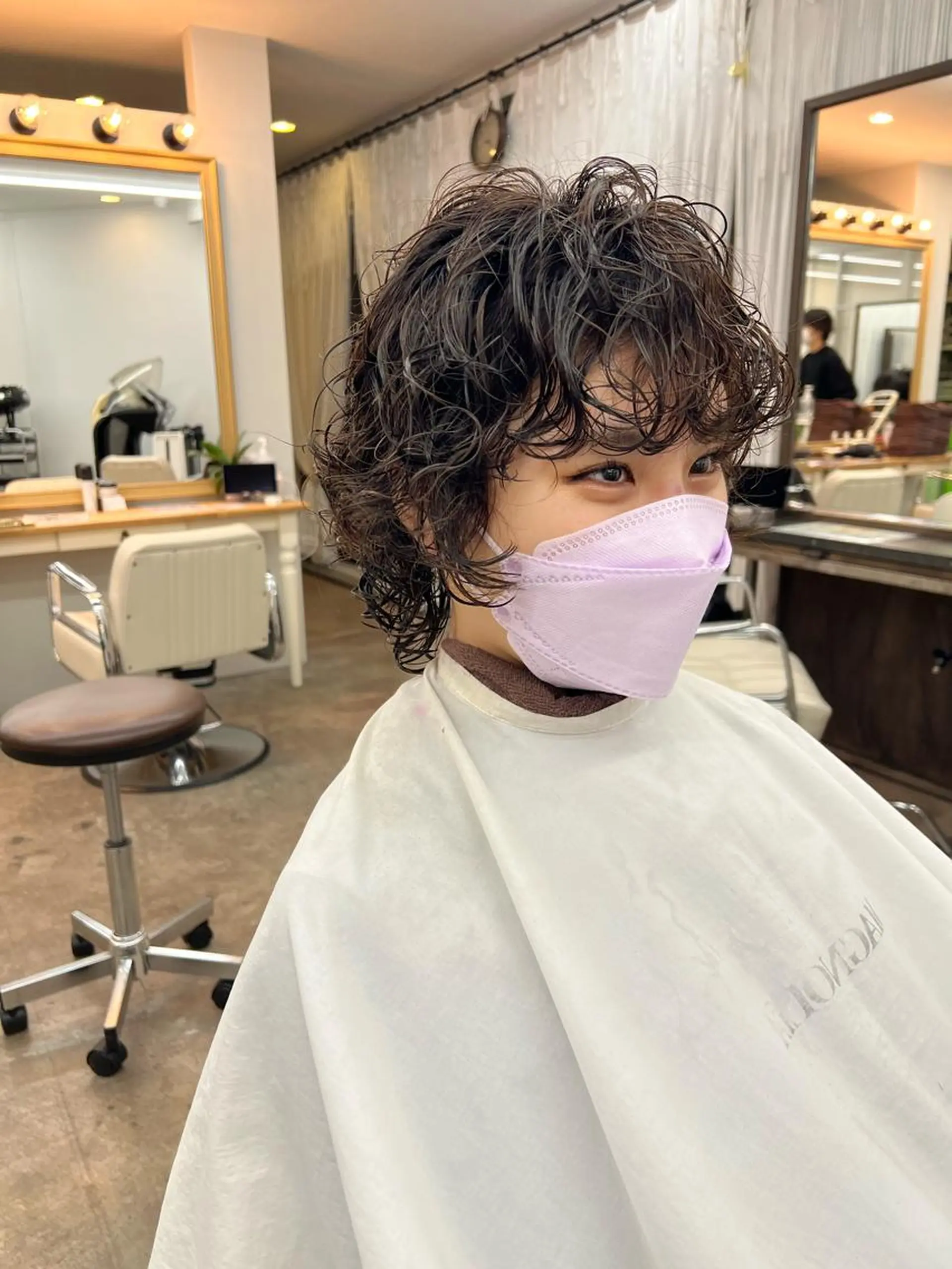 ミディアム パーマ ミディアムパーマ ナガミ ショウのヘアスタイル