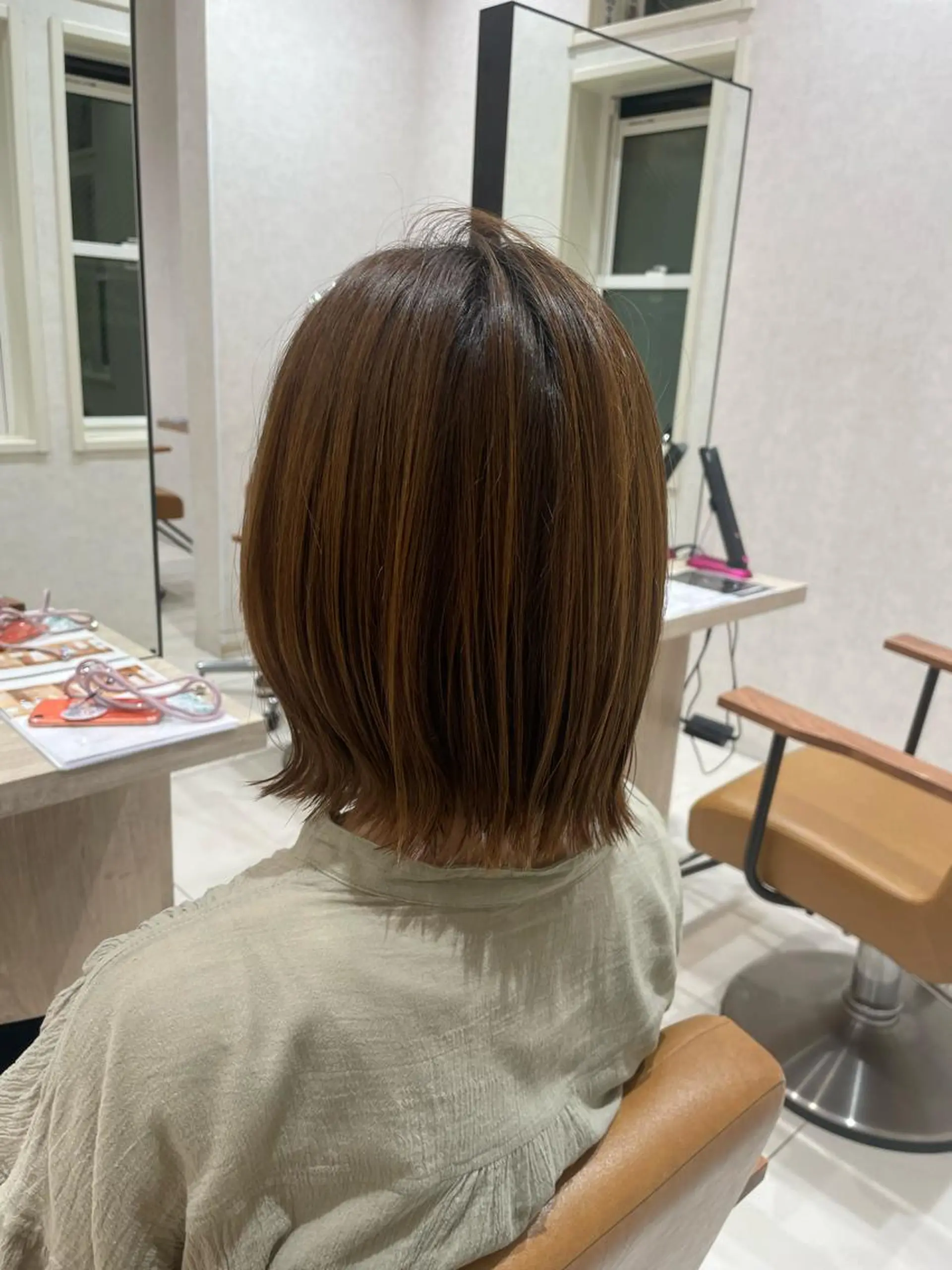 ミディアム 切りっぱなしボブ ボブ 海老名で韓国風 HANA🌷のヘアスタイル