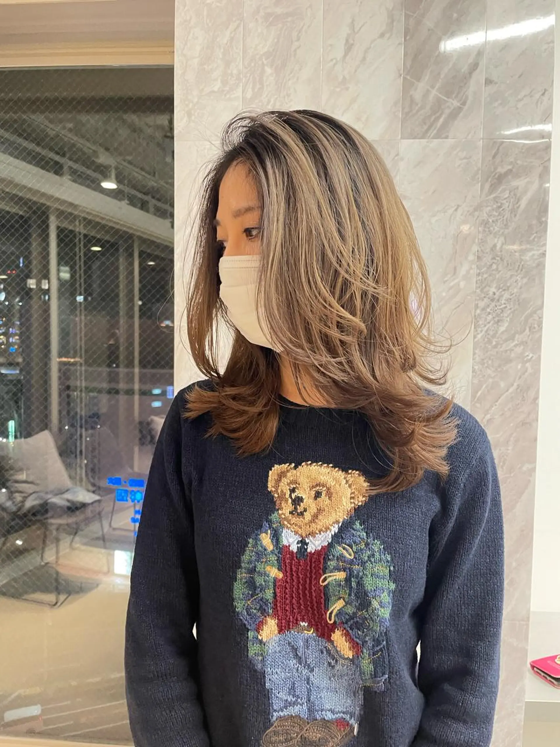 ミディアム カラー ヘアアレンジ バレイヤージュ レイヤーカット 🎗秋山勇 /三宮指名No.1のヘアスタイル