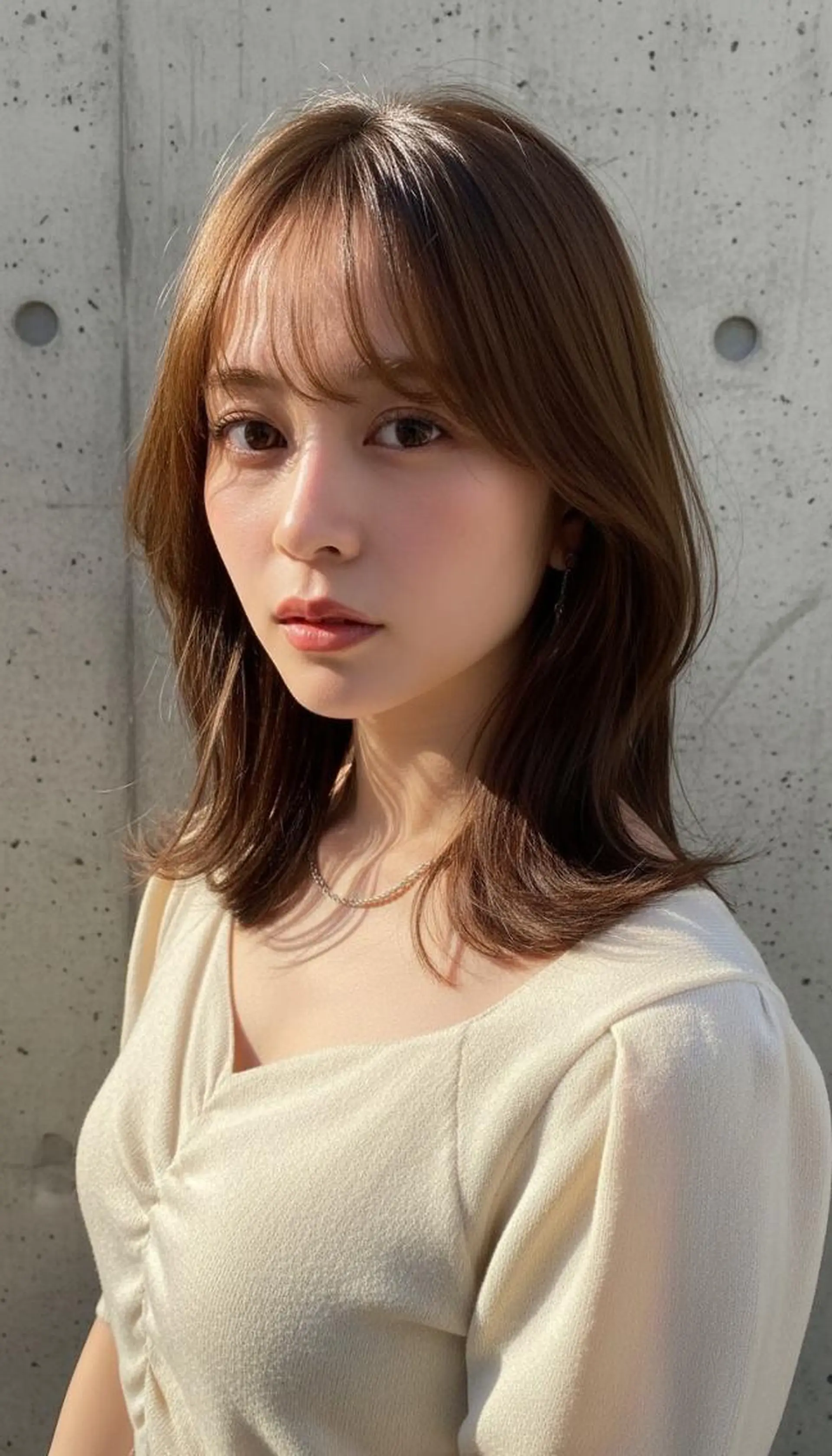 ミディアム カラー パーマ ベージュカラー 髪質改善 レイヤーカット 小顔カット カット ヘアカラー トリートメント ヘアセット さく/髪質改善× 縮毛矯正/町田のヘアスタイル