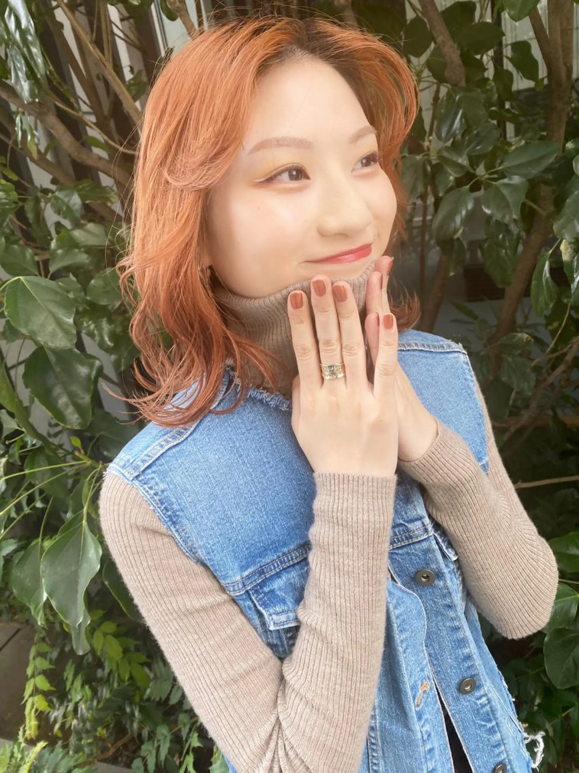 ミディアム カラー オレンジ 山崎 雄太のヘアスタイル