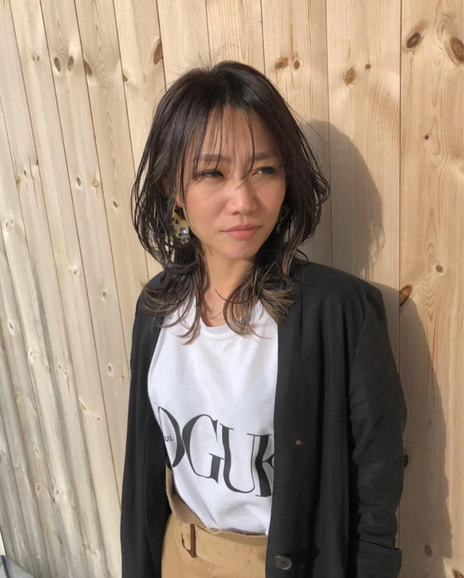 ミディアム カラー ハイライトカラー ハイライト レイヤーカット 房川 尚人のヘアスタイル