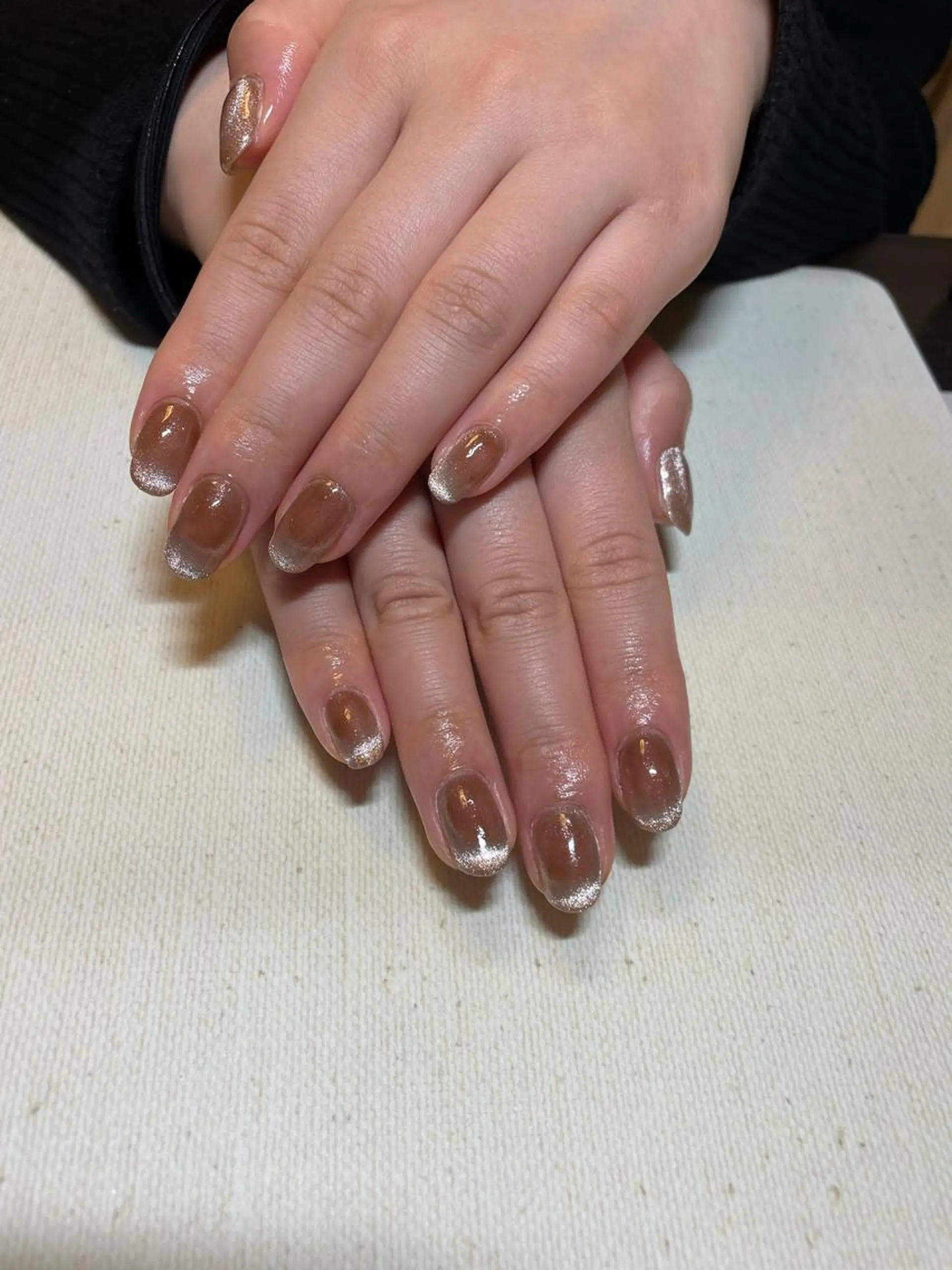 ネイル フレンチネイル ゴールド マグネットネイル マグネットワンカラー ワンカラーネイル nail cute 亀有のネイルデザイン
