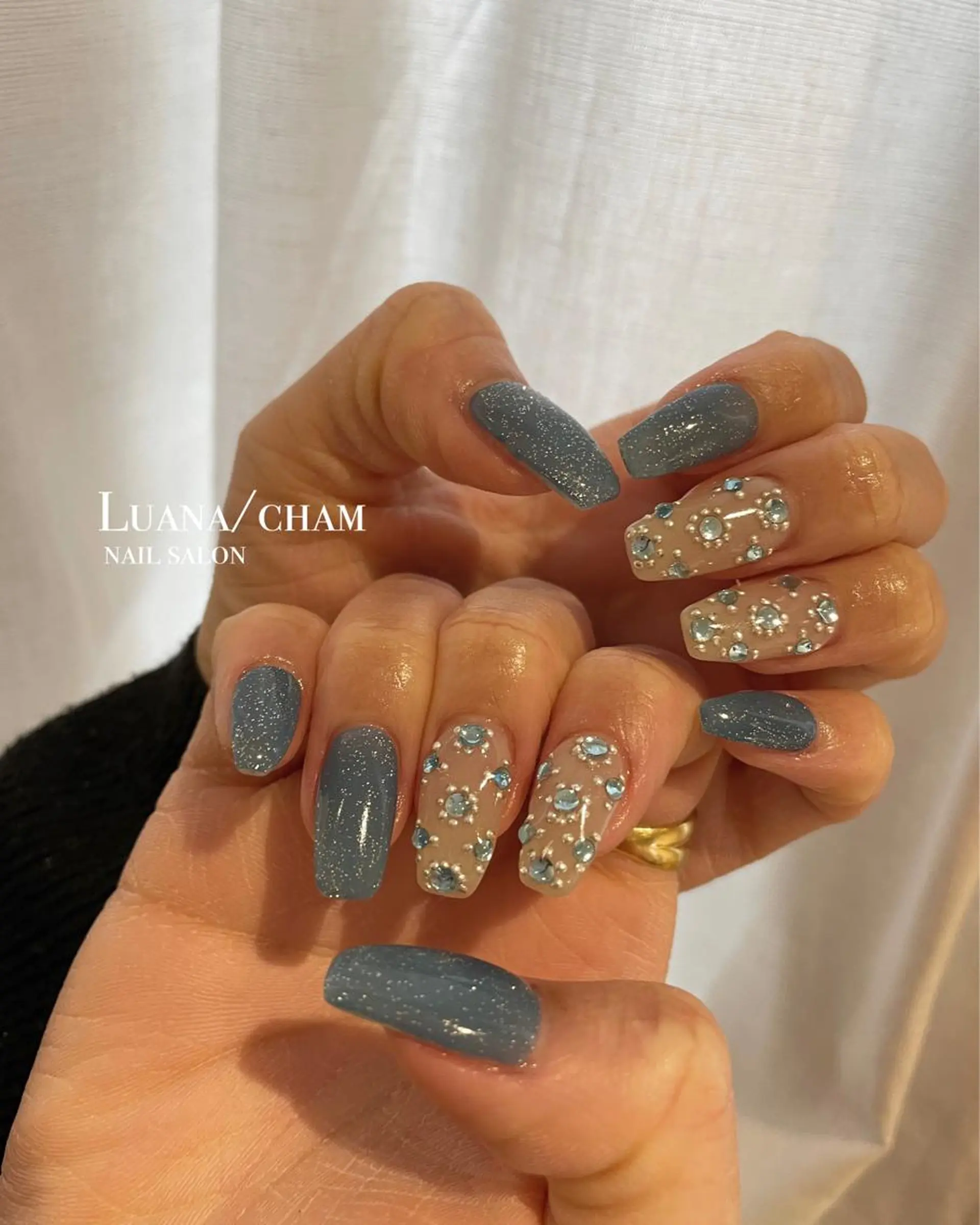 ロング ネイル ストーンネイル nail salon neigeのネイルデザイン