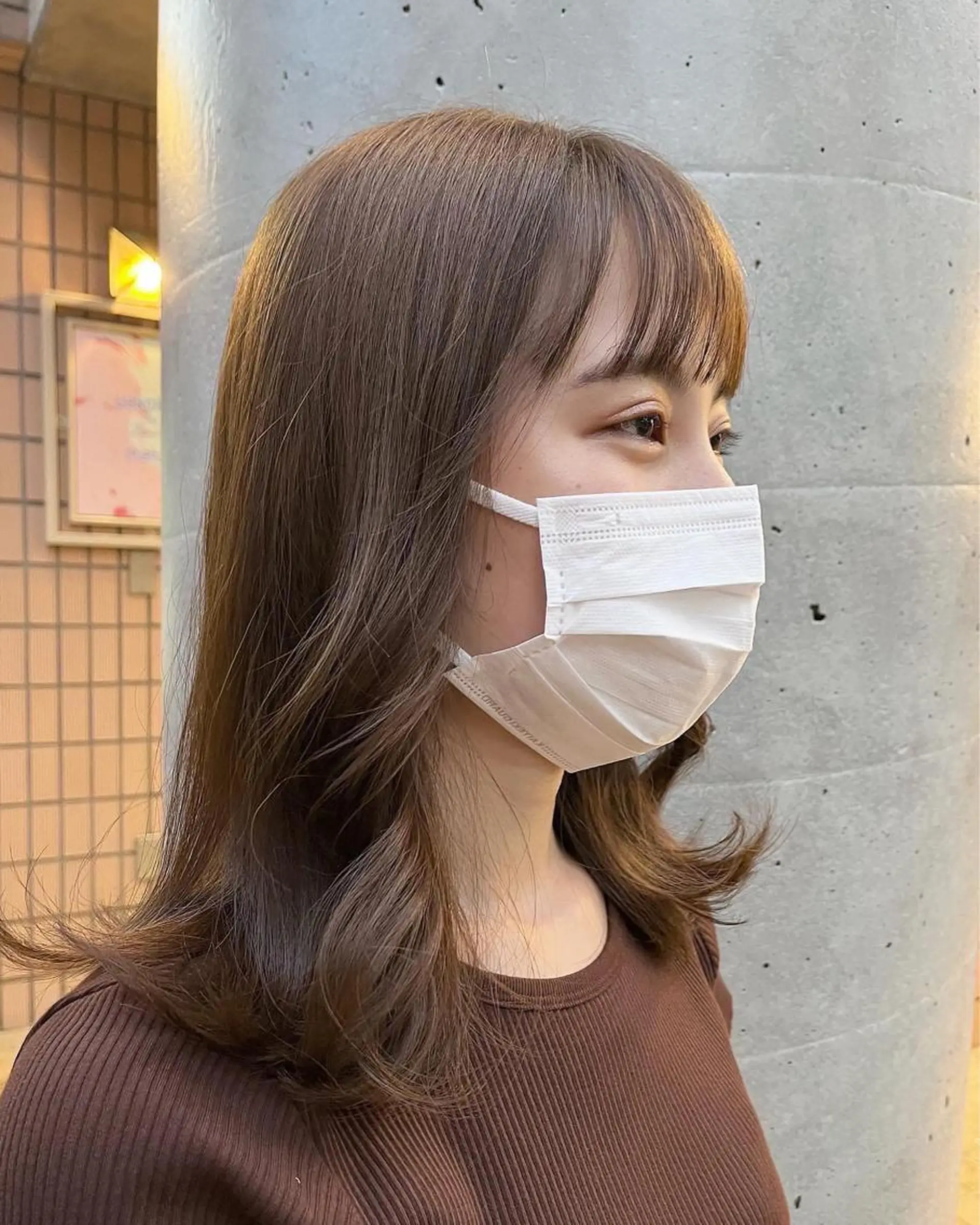ミディアム カラー ベージュカラー 透明感カラー ミルクティーベージュ 髪質改善カラー☆ ヘアアレンジmiyuのヘアスタイル