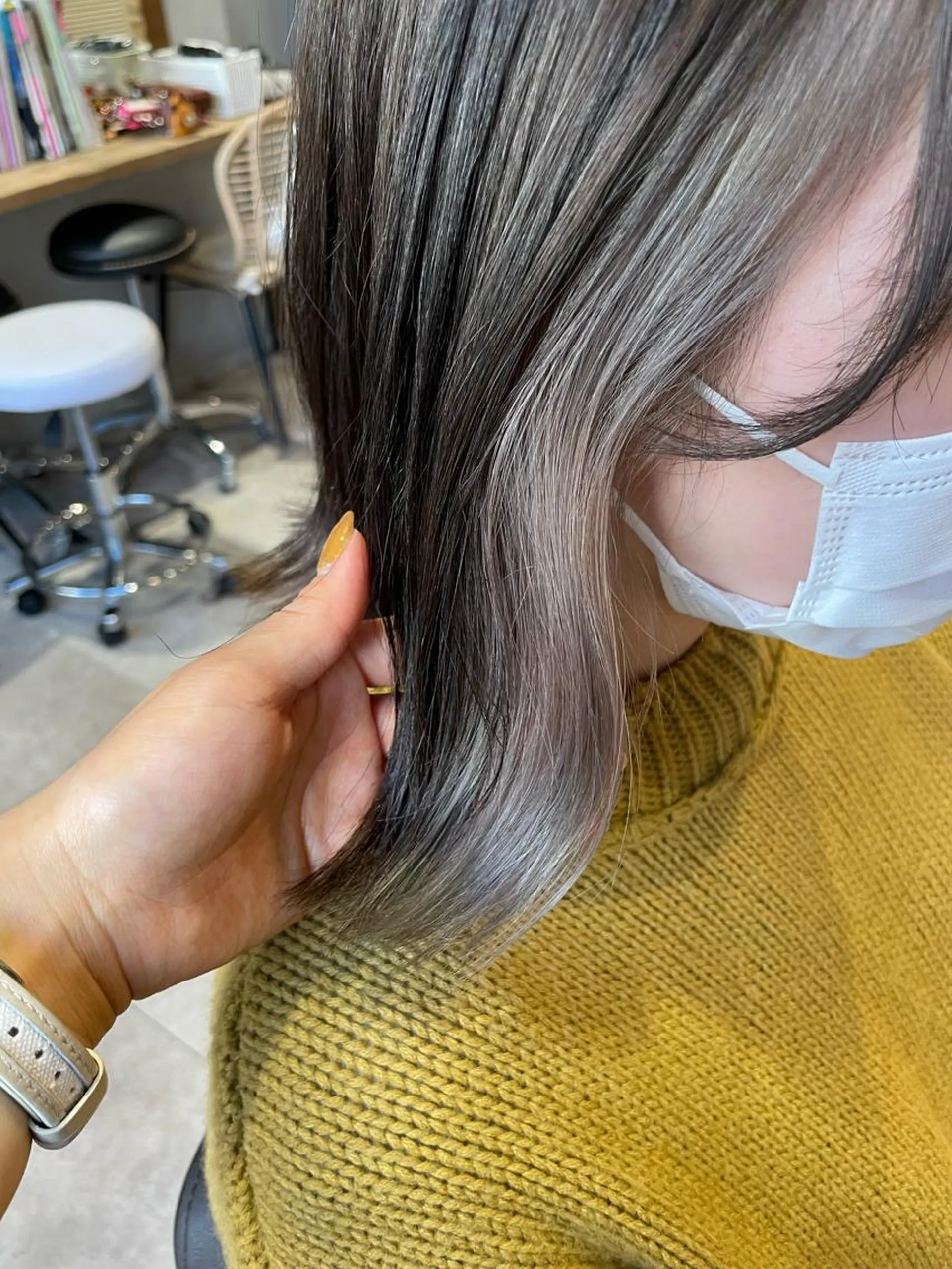 ミディアム カラー イヤリングカラー グレージュ ラベンダーカラー ラベンダーグレージュ ラベンダーグレー ヘアカラー トリートメント 💐パーソナルカラー /市橋加菜💐のヘアスタイル