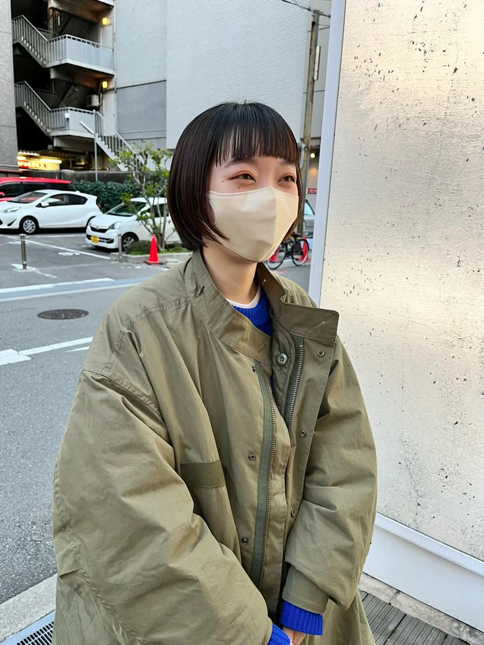 ショート 切りっぱなしボブ ボブ オン眉 ショートヘア カット ショート/パーマ/ カラー/FUKOのヘアスタイル