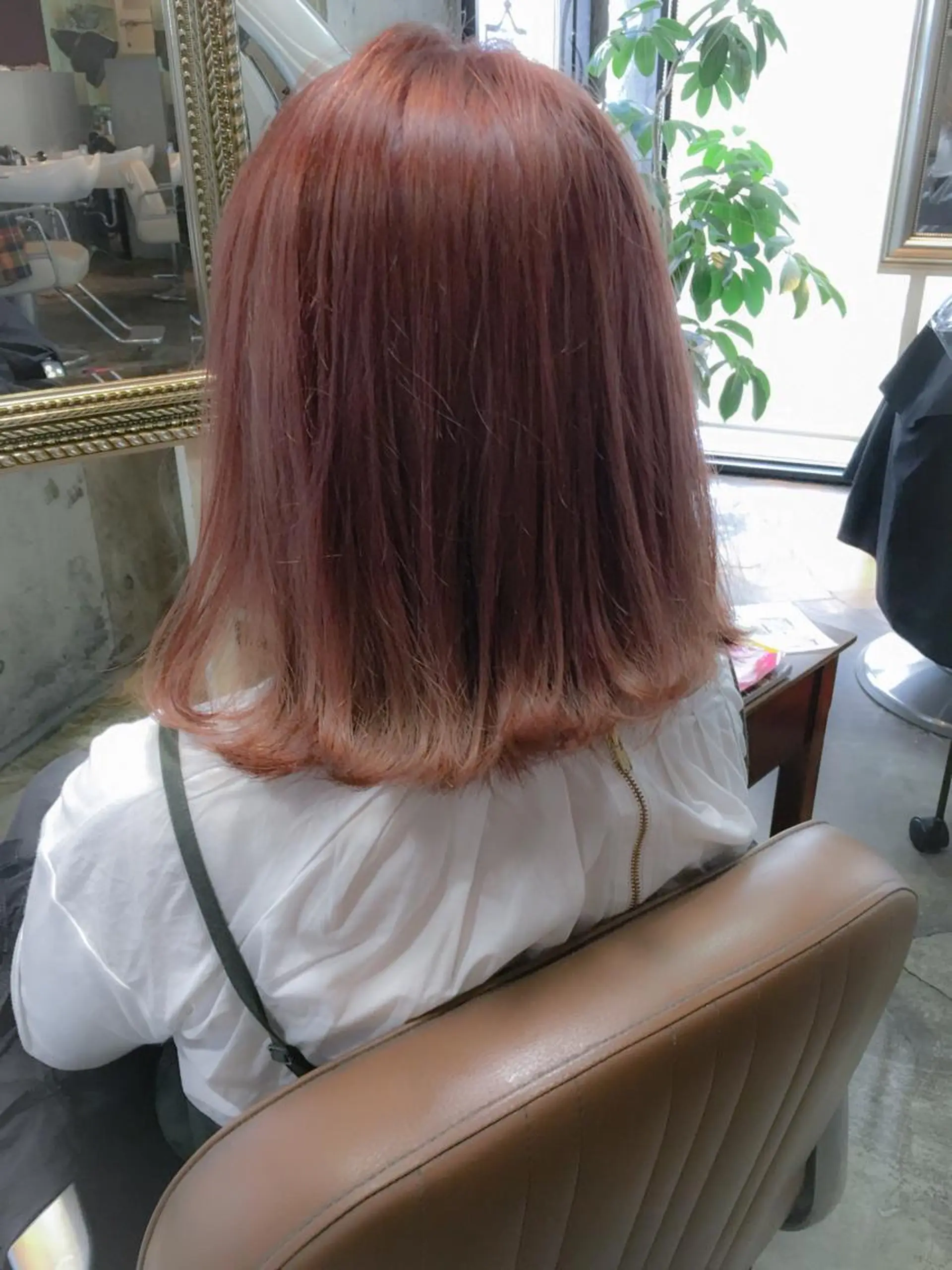 ミディアム カラー オレンジ ピンクカラー 北條 優輝のヘアスタイル