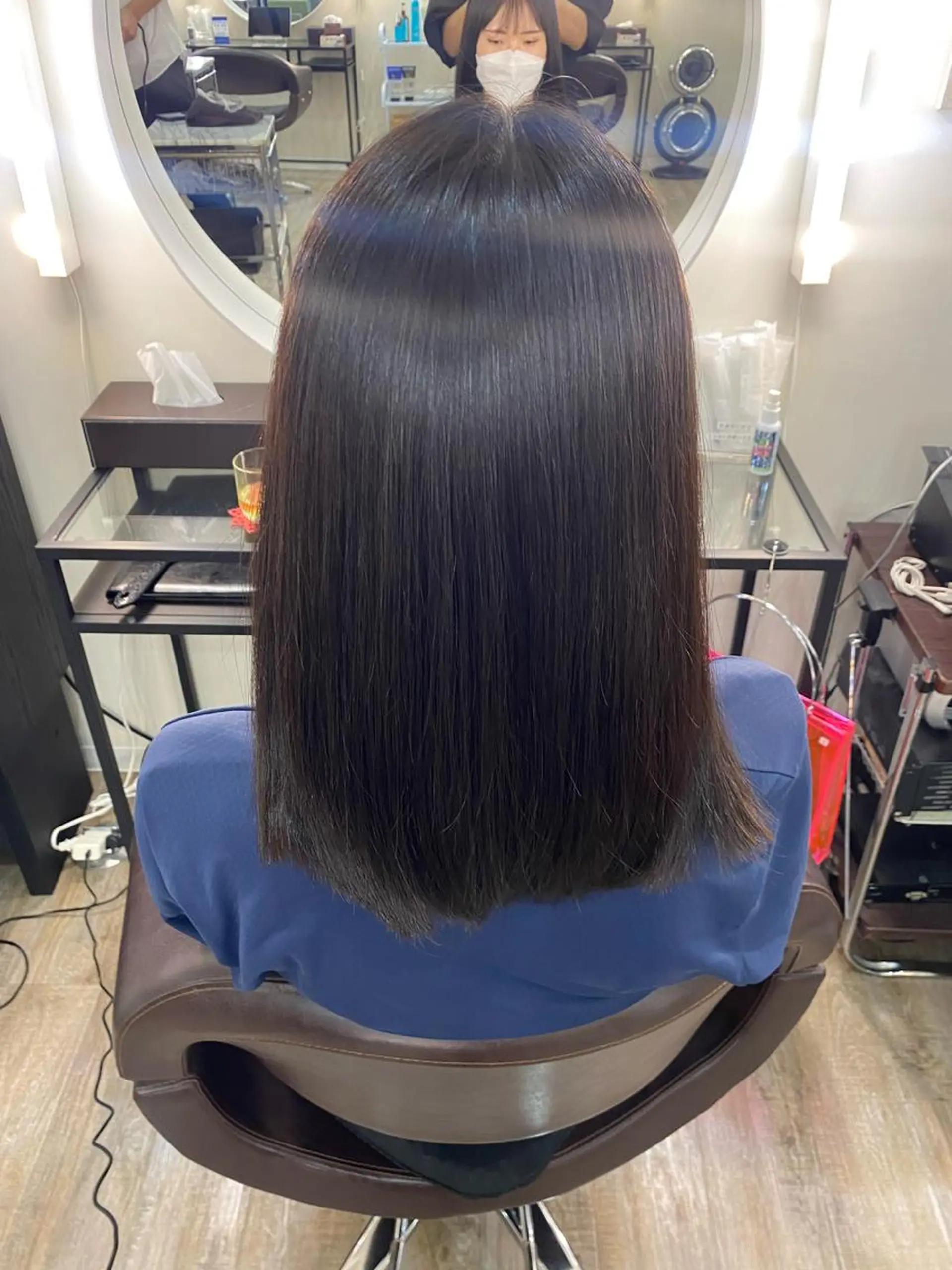 セミロング パーマ 縮毛矯正 山﨑 燦人のヘアスタイル