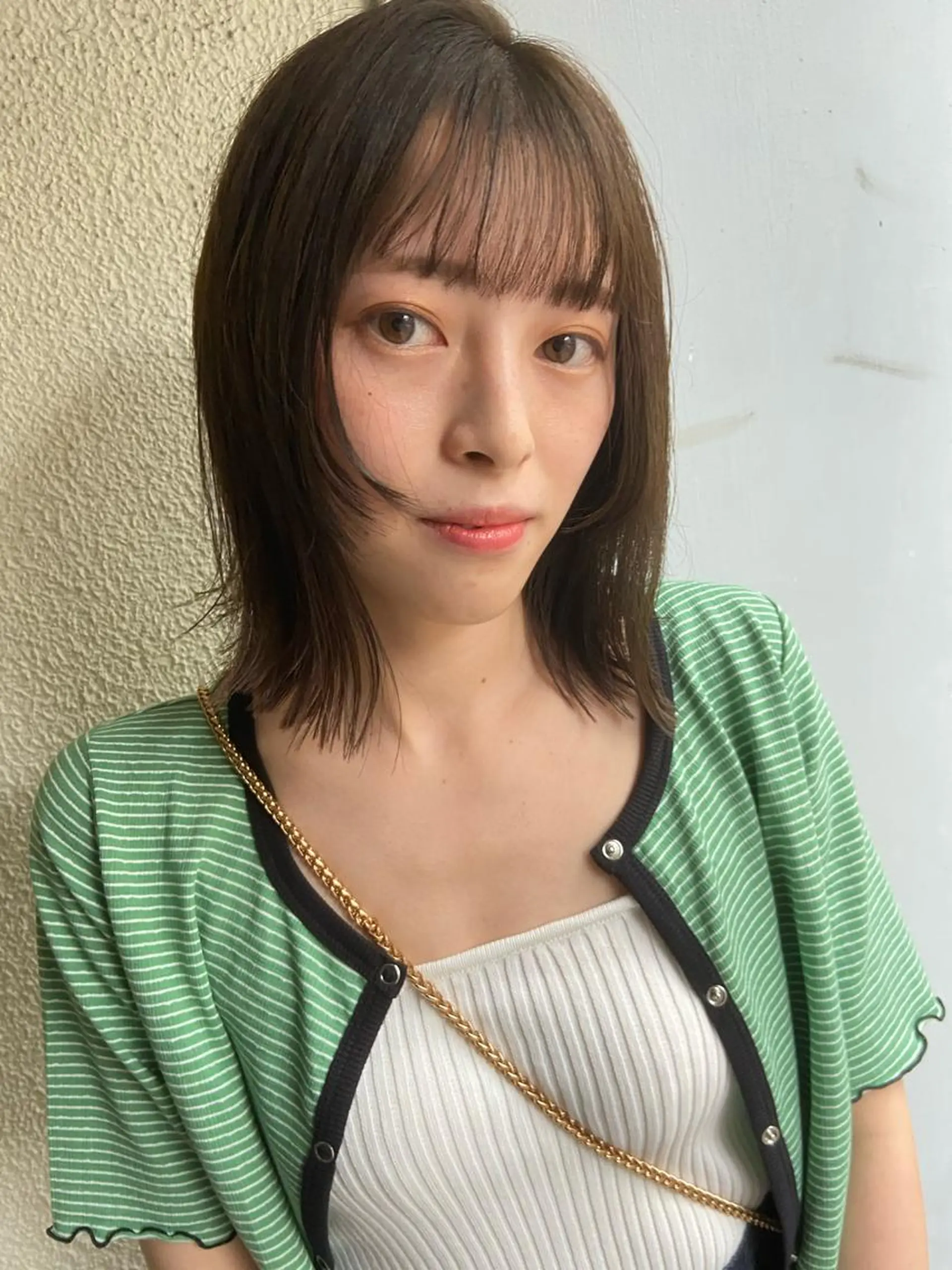 ミディアム カラー ブリーチ グレージュ ハイライトカラー ハイトーンカラー オレンジ 松尾太樹 【pia】福岡美容室のヘアスタイル
