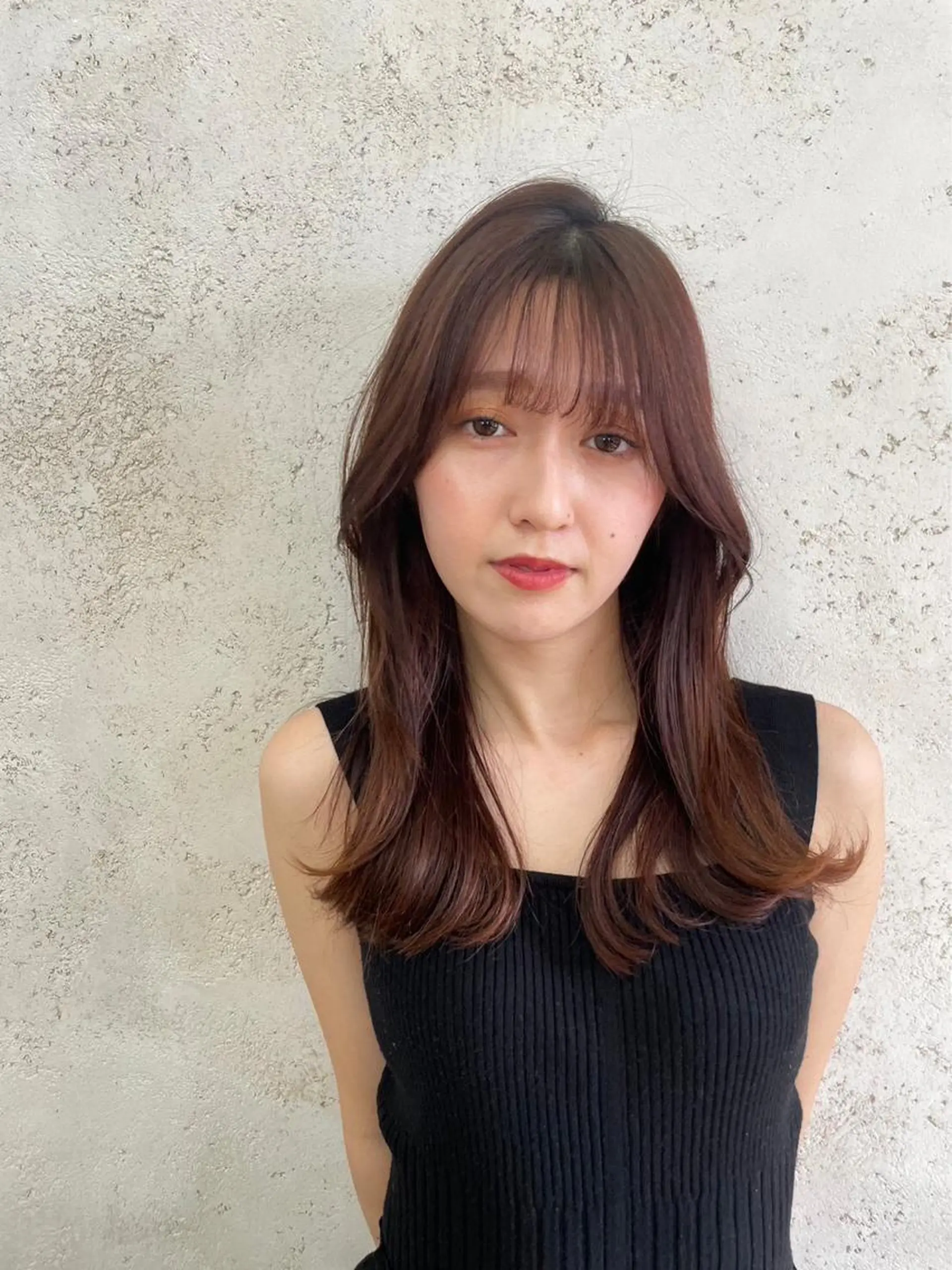 セミロング ヘアカラー トリートメント 🖤🤍石川 アイリ🤍🖤のヘアスタイル