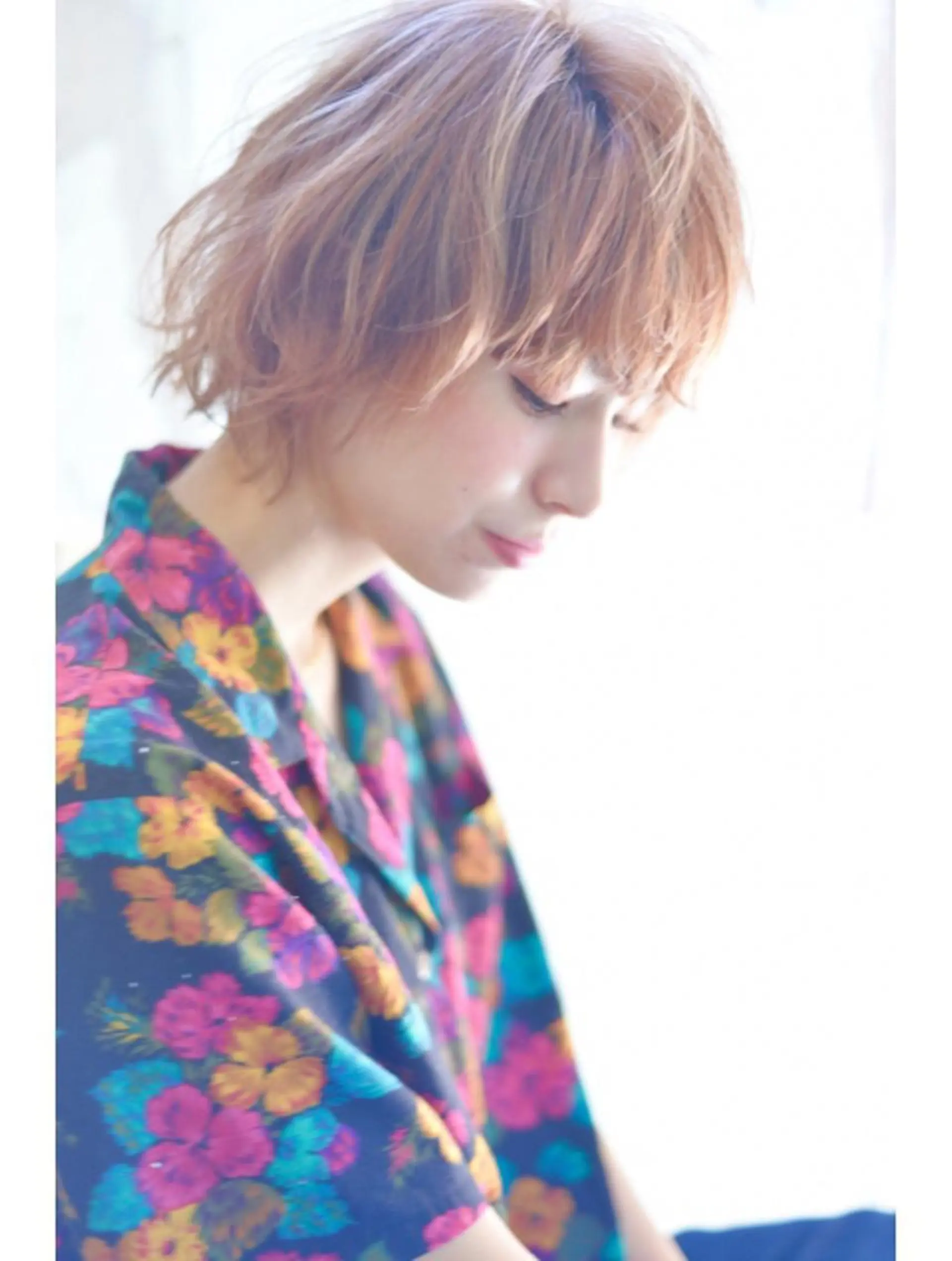 ショート カラー ベージュカラー オレンジ オレンジベージュ RUKA 美容院×ネイリストのヘアスタイル
