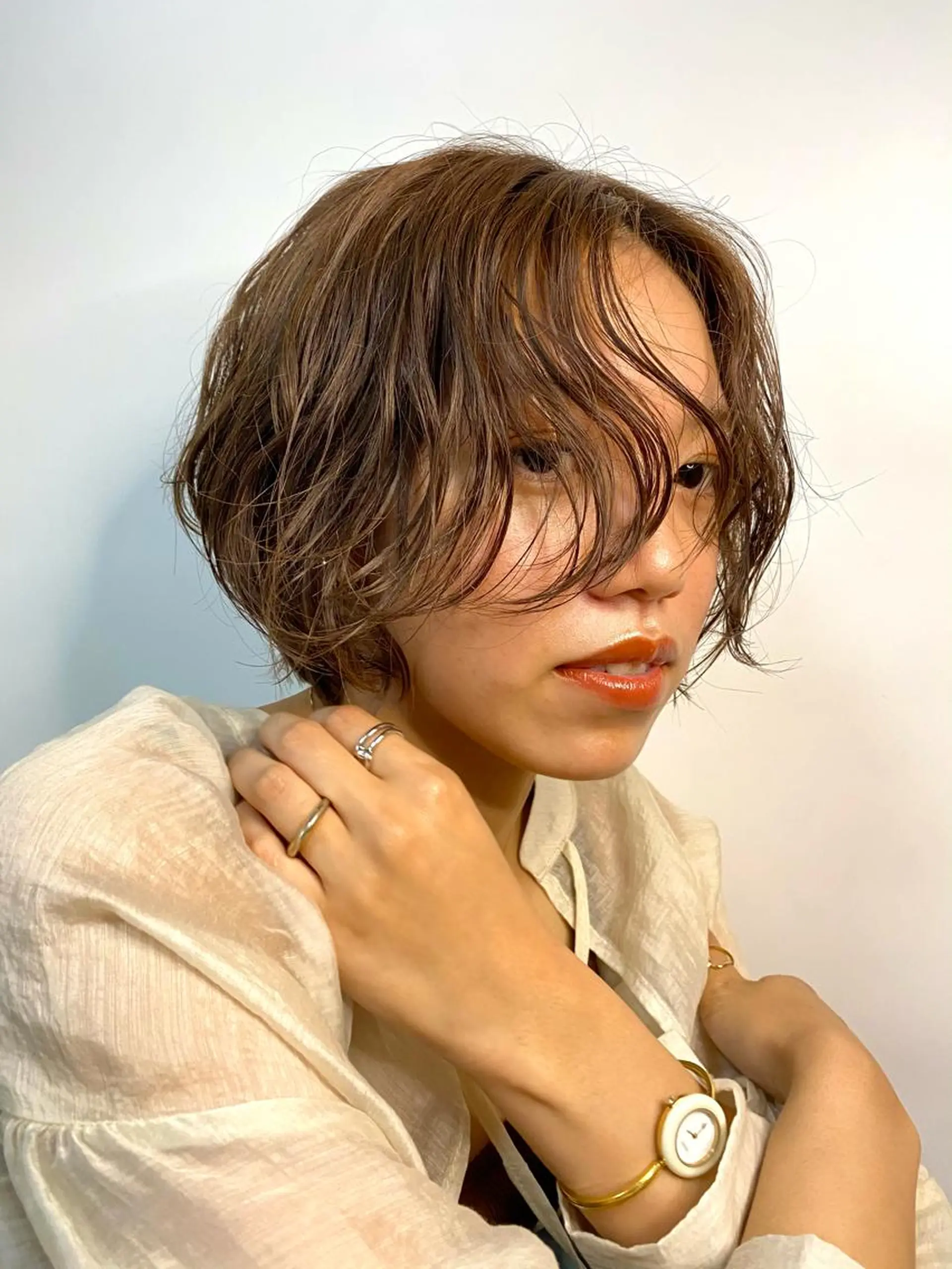 ショート カラー 切りっぱなしボブ/ 縮毛矯正/新宿/航輝のヘアスタイル