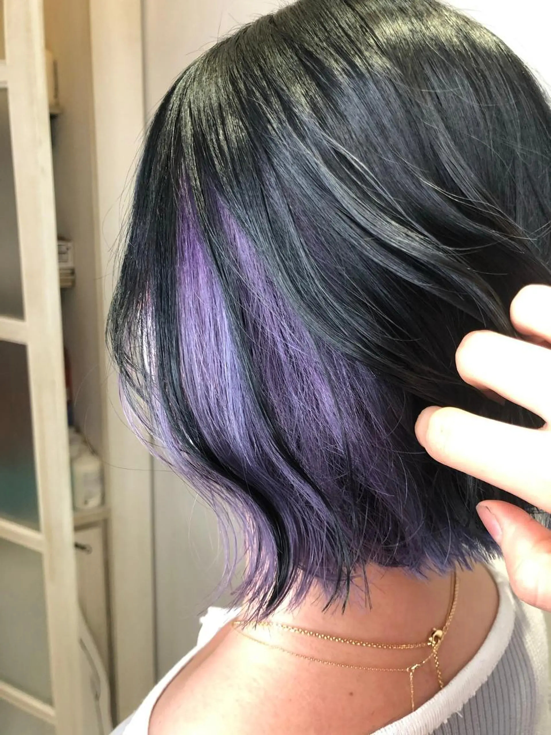 ショート カラー アディクシーカラー アクアカラー アッシュ バレイヤージュ ミストバング N° uairo 川崎西口店のヘアスタイル